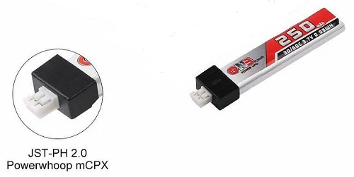 1S250-2.0 : 1S 250mAh LiPO battery with 2.0 connector