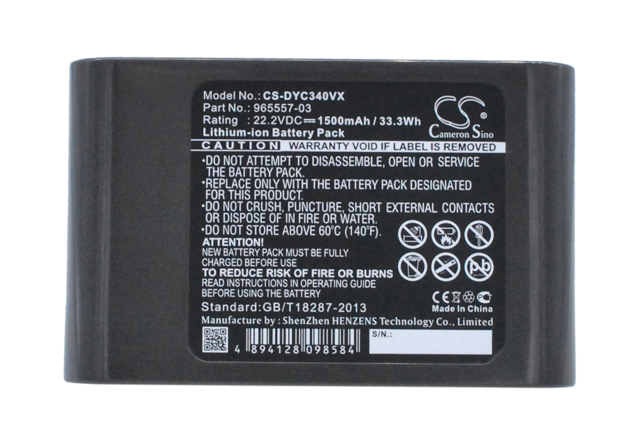 BP-DYC340VX : Replaces Dyson  Type-B and others