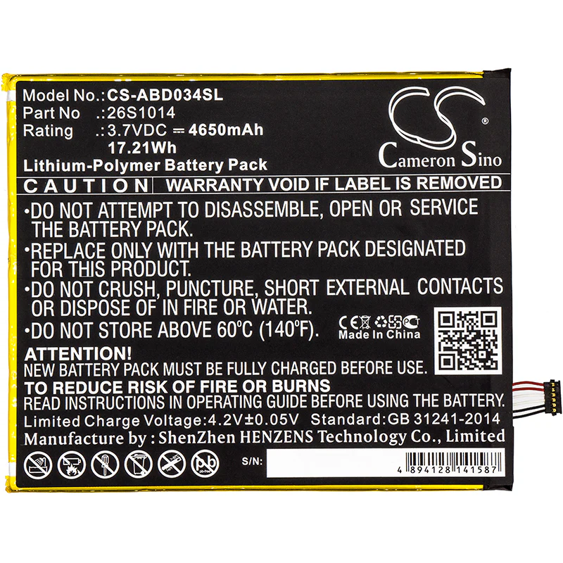 CS-ABD034SL : Battery for Amazon Kindle Fire 8 7 Generation, SX034QT, Kindle Fire 8.7 and others - Replaces Amazon 26S1014, 58-000181, MC-31A0B8 and others - Image 3