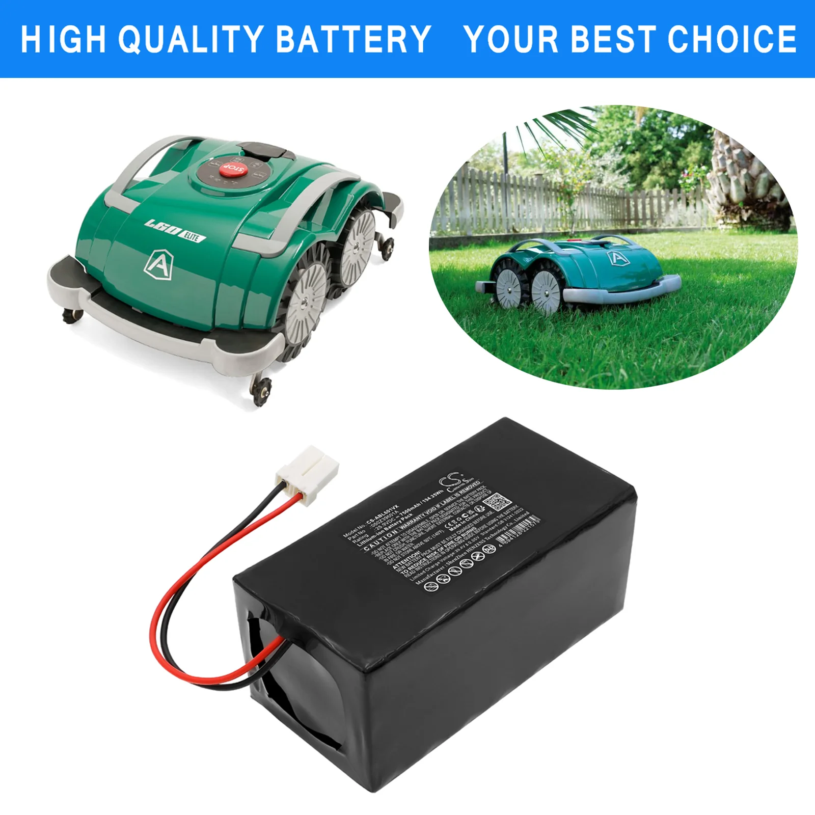 CS-ABL601VX : Battery for Ambrogio AM060L0V9Z, L60 Elite S+ - Replaces Ambrogio 050Z39601A, A060EL0