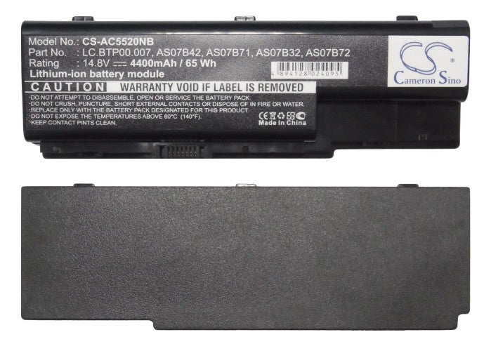 CS-AC5520NB : Battery for Acer Aspire 7520, Aspire 6920-6621, Aspire 5920G-302G25Hi and others - Replaces Acer AS07B32, AS07B72, AS07B42 and others - Image 5