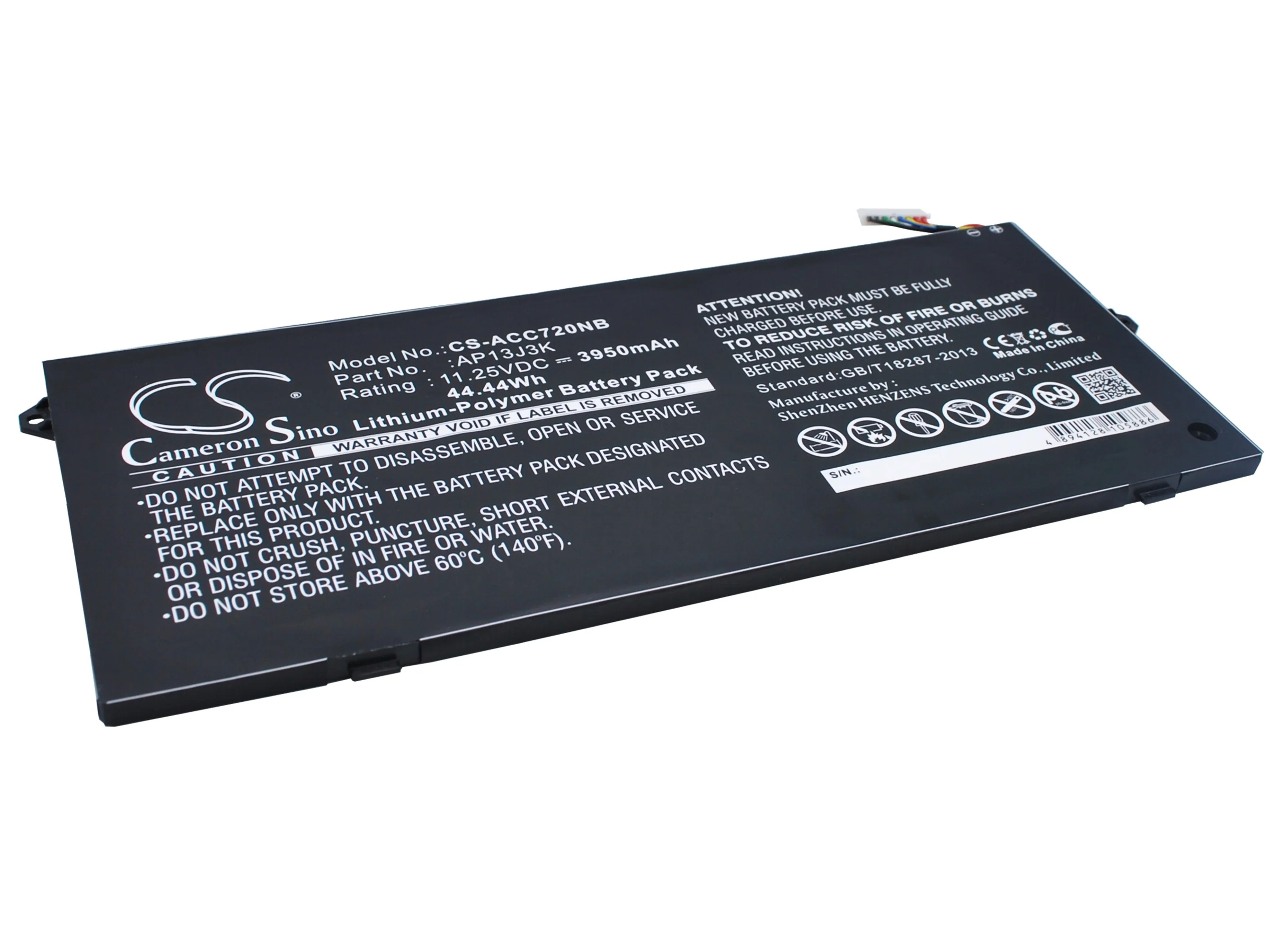 CS-ACC720NB : Battery for Acer Chromebook 11.6", Chromebook C720, Chromebook C720P and others - Replaces Acer AP13J3K, KT.00304.001, AP13J3K(3ICP5/67/90) and others - Image 2
