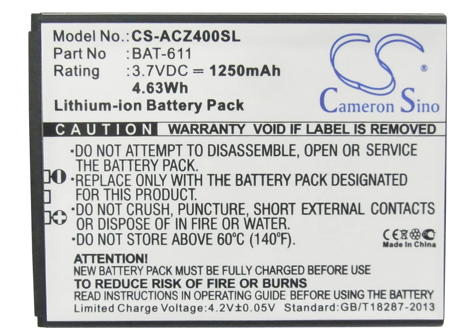 CS-ACZ400SL : Battery for Acer Liquid Z4, Z140, Z160 - Replaces Acer BAT-611, KT.0010B.006 - Image 5
