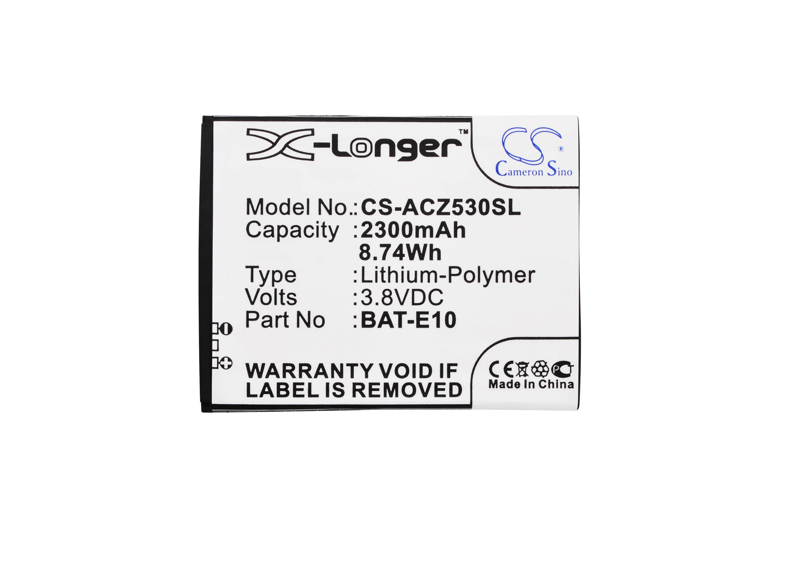 CS-ACZ530SL : Battery for Acer Liquid Z530, Liquid Z530S, T02 - Replaces Acer BAT-E10, KT.0010K.009, BAT-E10(1ICP4/58/71) - Image 5