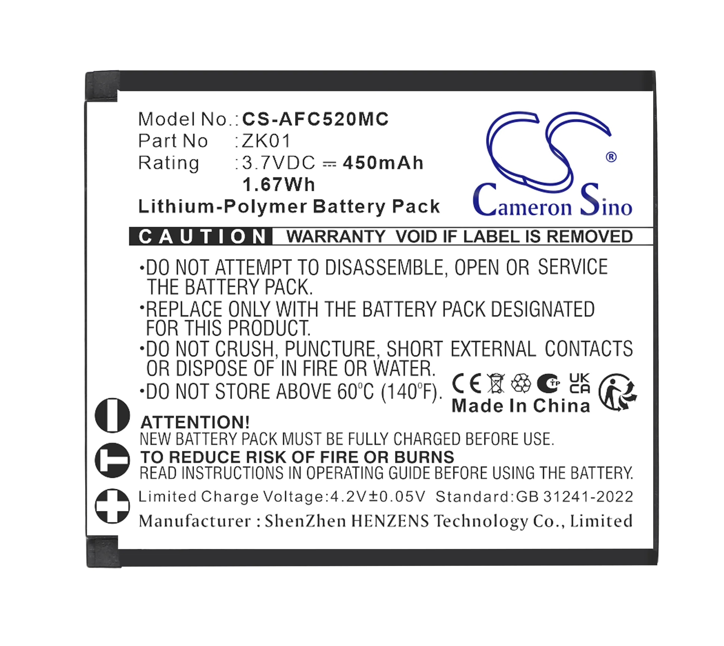 CS-AFC520MC : Battery for AgfaPhoto Realishot DC5200 - Replaces AgfaPhoto ZK01 - Image 4