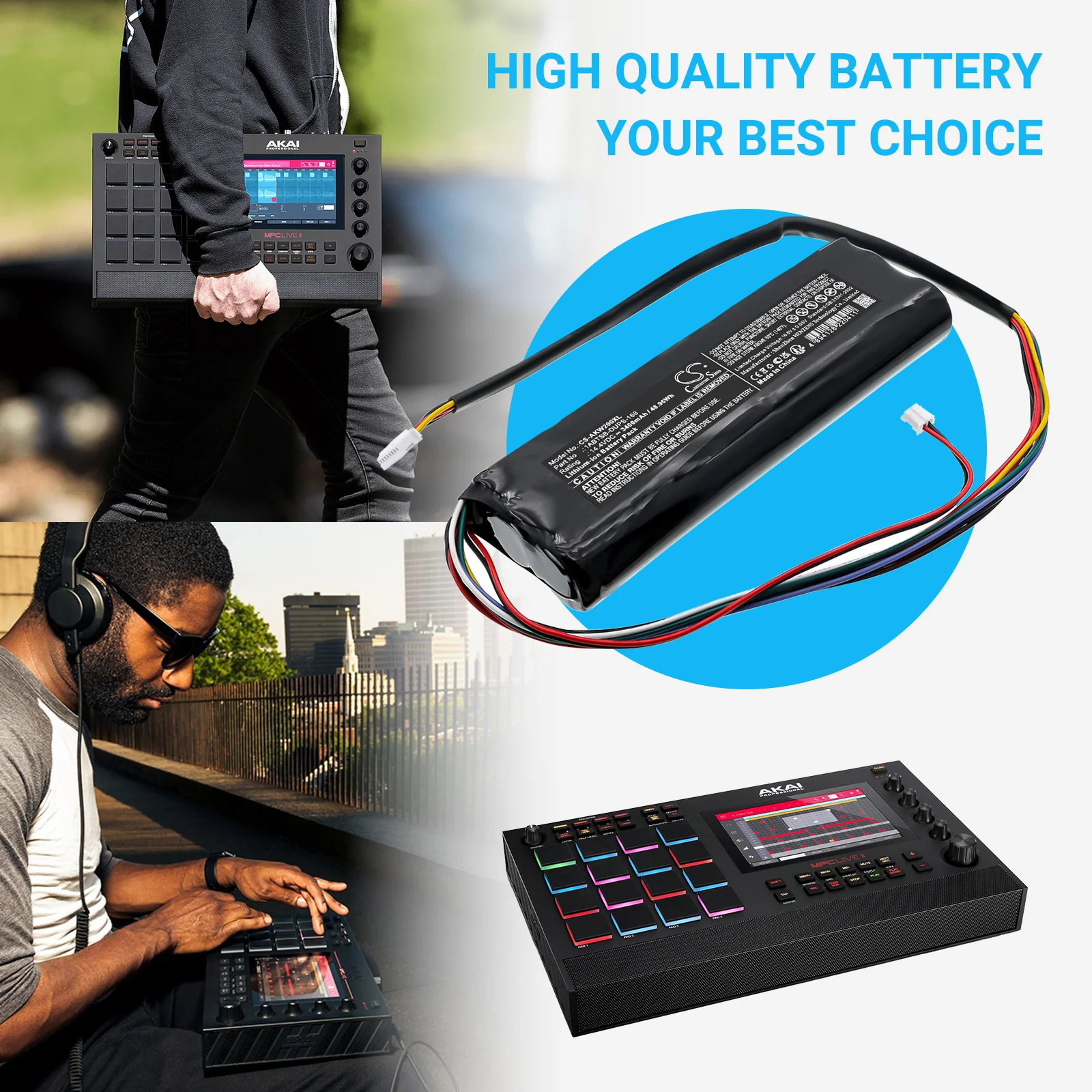 CS-AKW200XL : Battery for Akai LIVE II, MPC Live, MPC Live MK2 - Replaces Akai 1ABTSB-DUPS-168, BT4-YH001L - Image 2