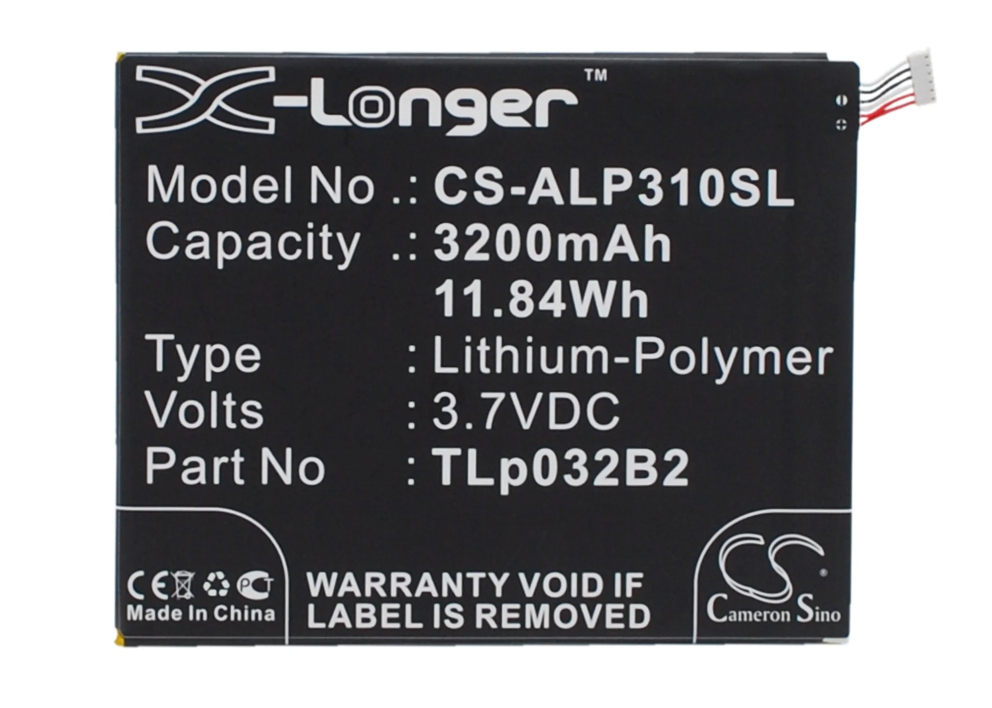 CS-ALP310SL : Battery for Alcatel One Touch POP 7, P310A, One Touch Pixi 8 and others - Replaces Alcatel TLp032B2, TLp032BD, TLp032C2