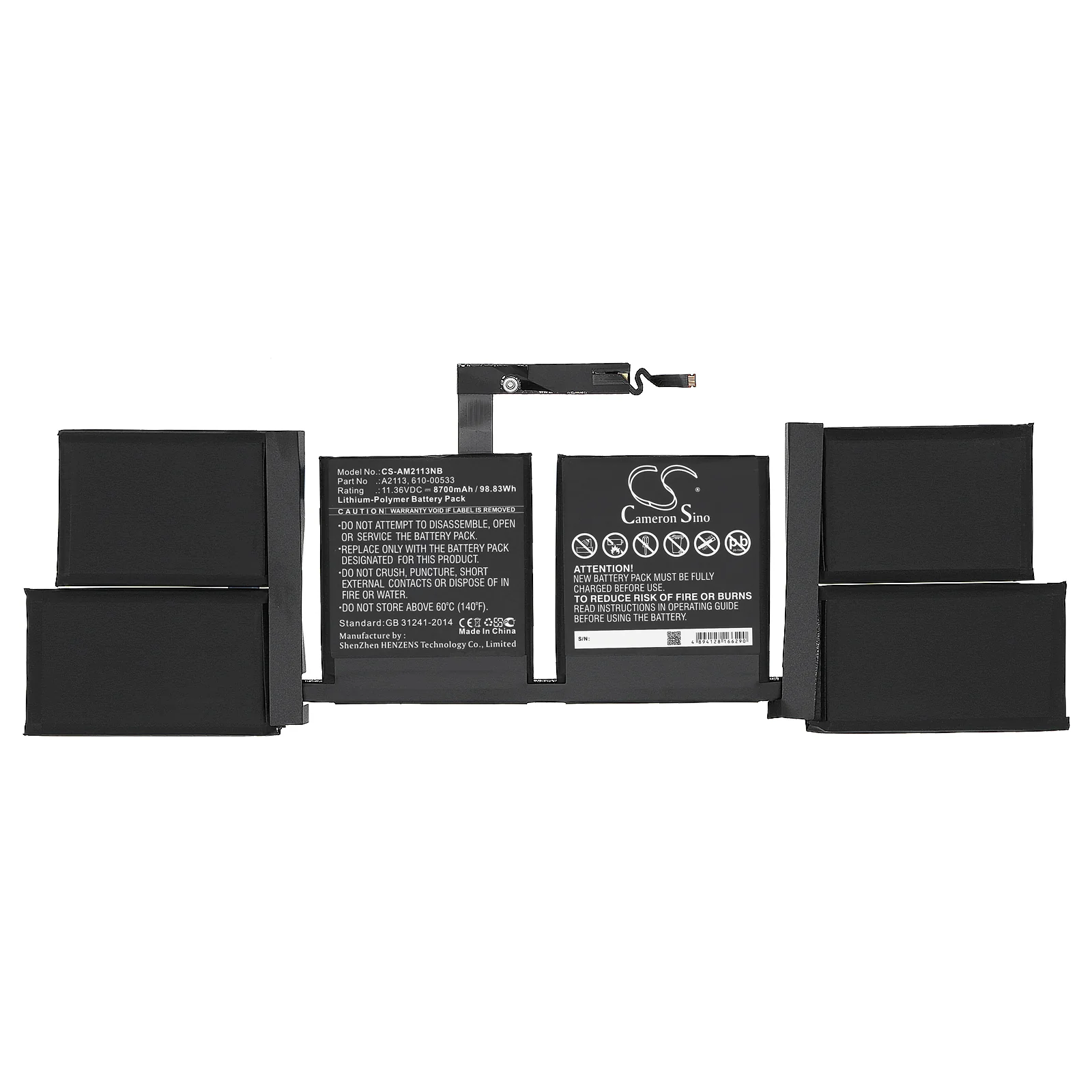 CS-AM2113NB : Battery for Apple MacBook Pro 16 2019, MacBook Pro 16 2019 i9 5500M, A2141 and others - Replaces Apple A2113, 610-00533 - Image 3