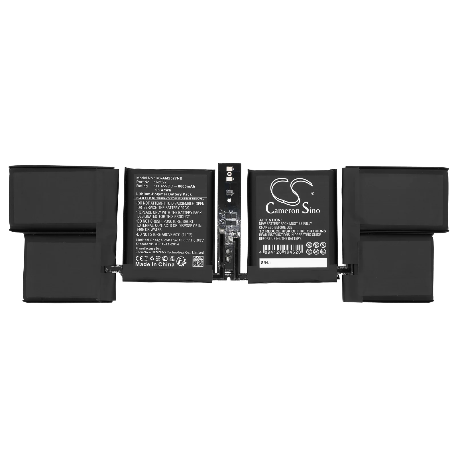 CS-AM2527NB : Battery for Apple Macbook 18.1, Macbook 18.2, Macbook 16" A2485 Late 2021 and others - Replaces Apple A2527 - Image 3