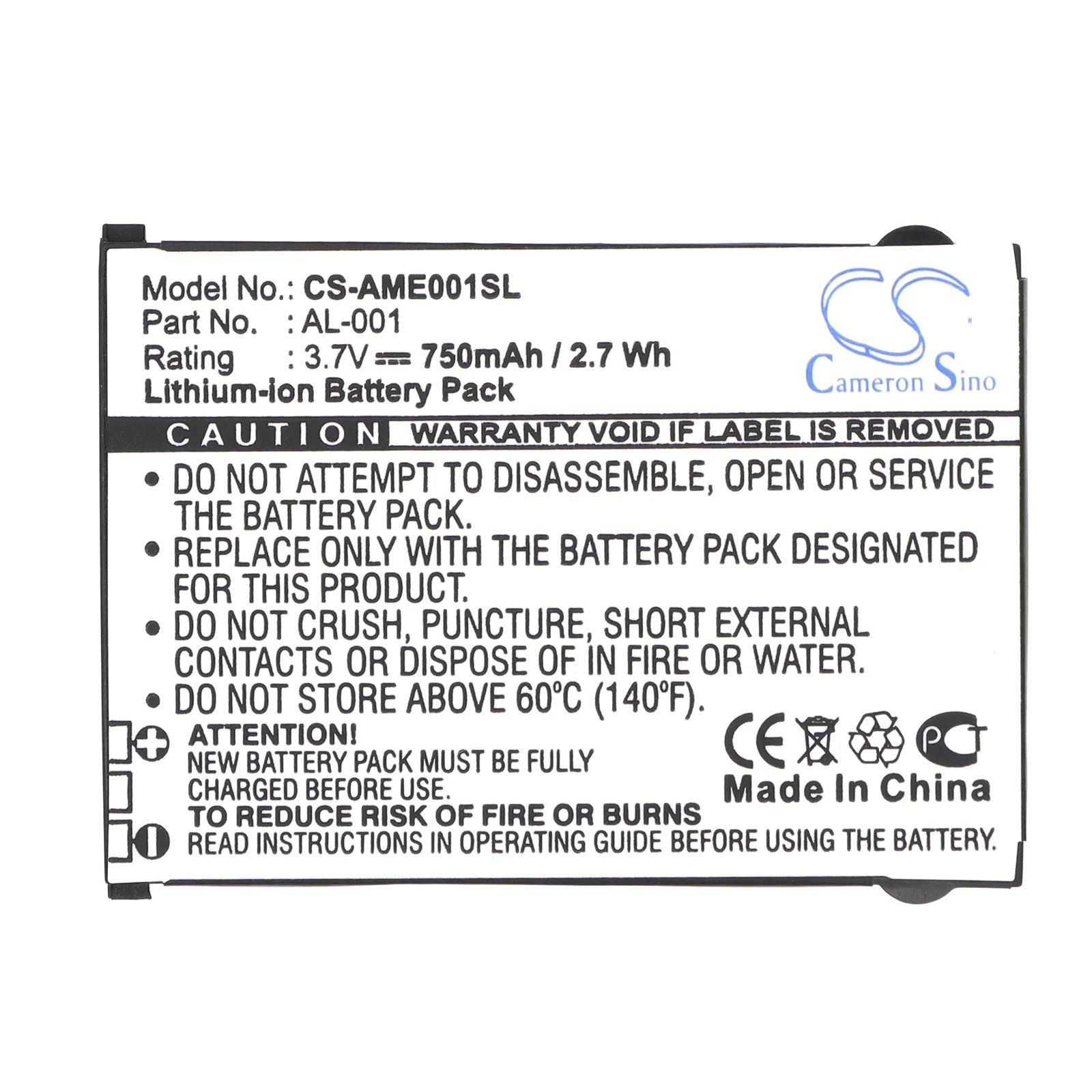 CS-AME001SL : Battery for AMOI AL-001 - Replaces AMOI AL-001 - Image 2