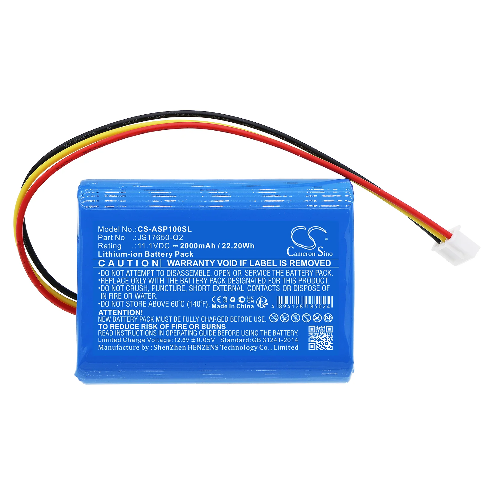 CS-ASP100SL : Battery for AR Pasadena, AWSBT10, AWSBT10BK and others - Replaces AR JS17650-Q2 - Image 3