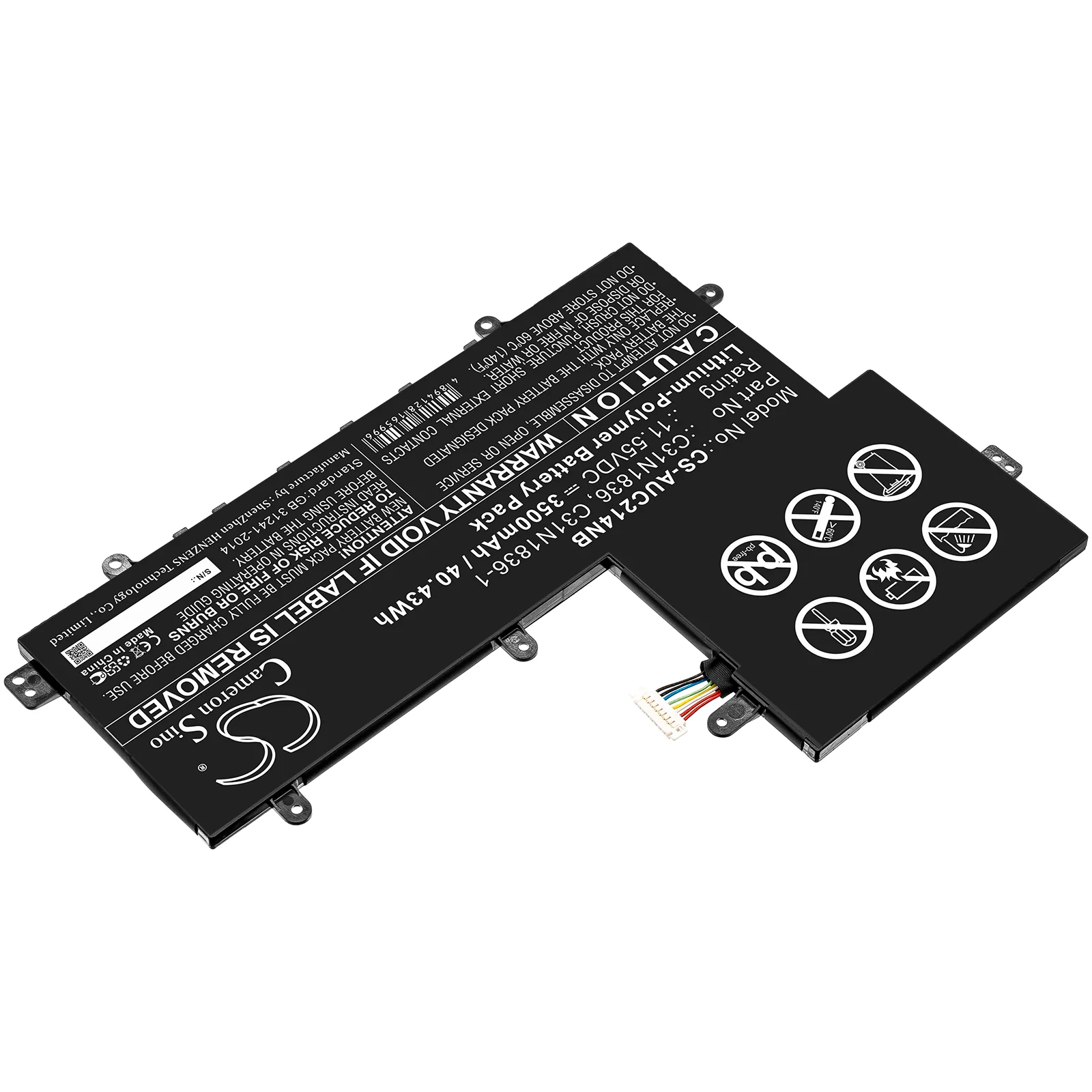 CS-AUC214NB : Battery for Asus C204MA-GJ0003, Chromebook C204MA-BU1430, Chromebook Flip C214MA and others - Replaces Asus C31N1836, C31N1836-1, 0B200-03370000 and others - Image 2