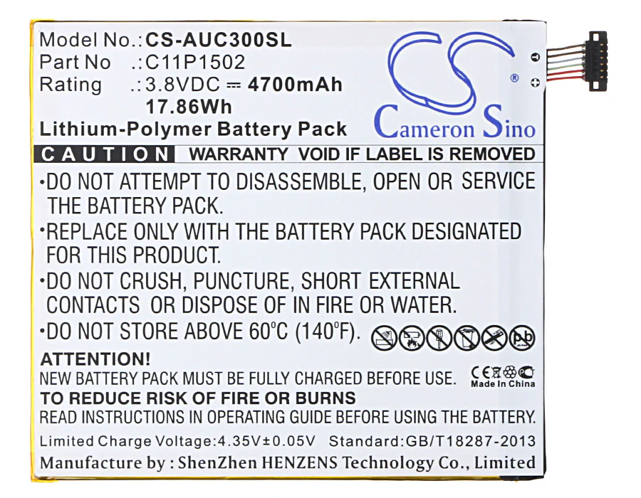 CS-AUC300SL : Battery for Asus ZenPad 10, Z300C, P023 and others - Replaces Asus C11P1502 ( 1ICP3/108/118 ), C11P1517 ( 1ICP3/108/118 ) - Image 5