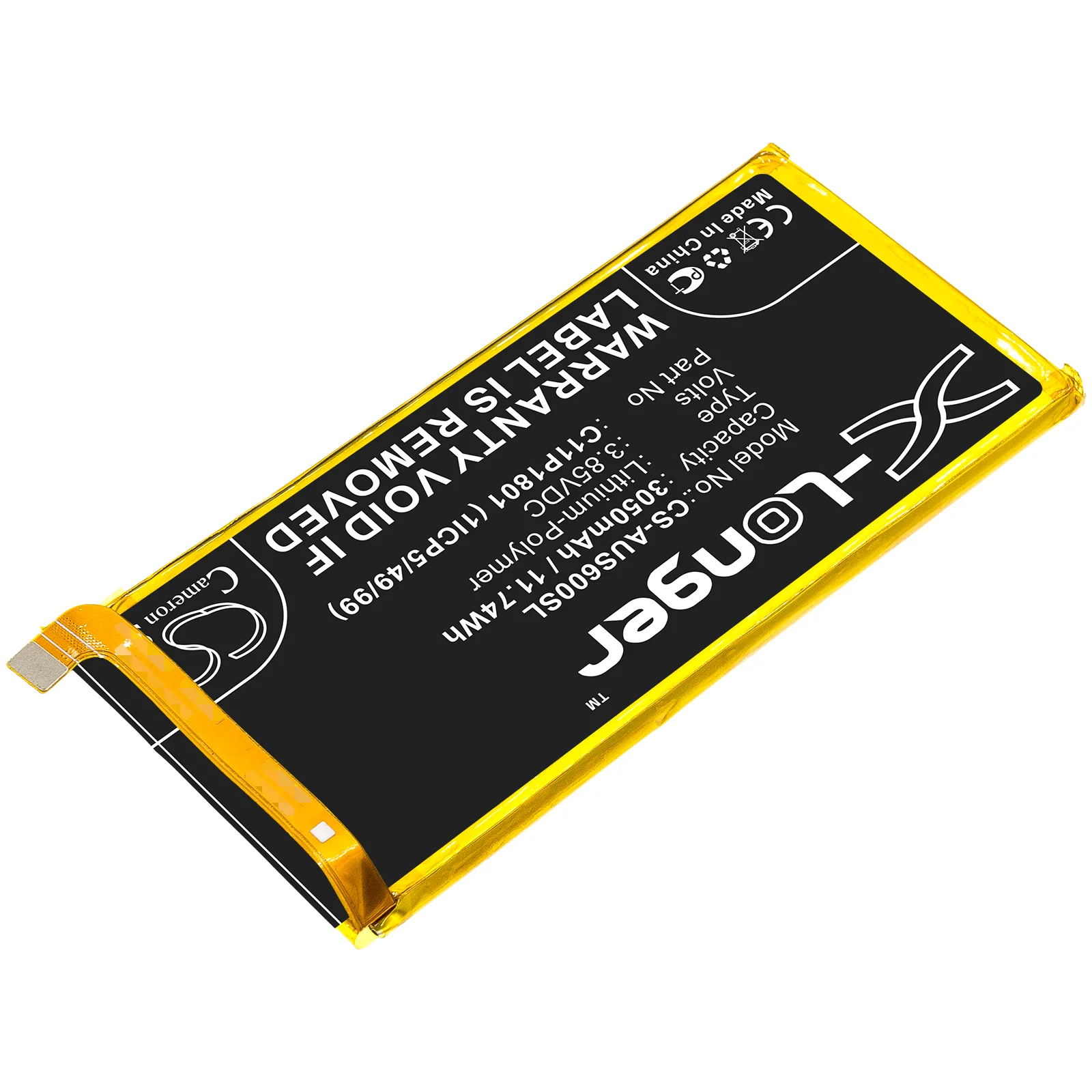 CS-AUS600SL : Battery for Asus ROG Phone, ZS600KL - Replaces Asus 0B200-03010300, C11P1801 (1ICP5/49/99) - Image 2
