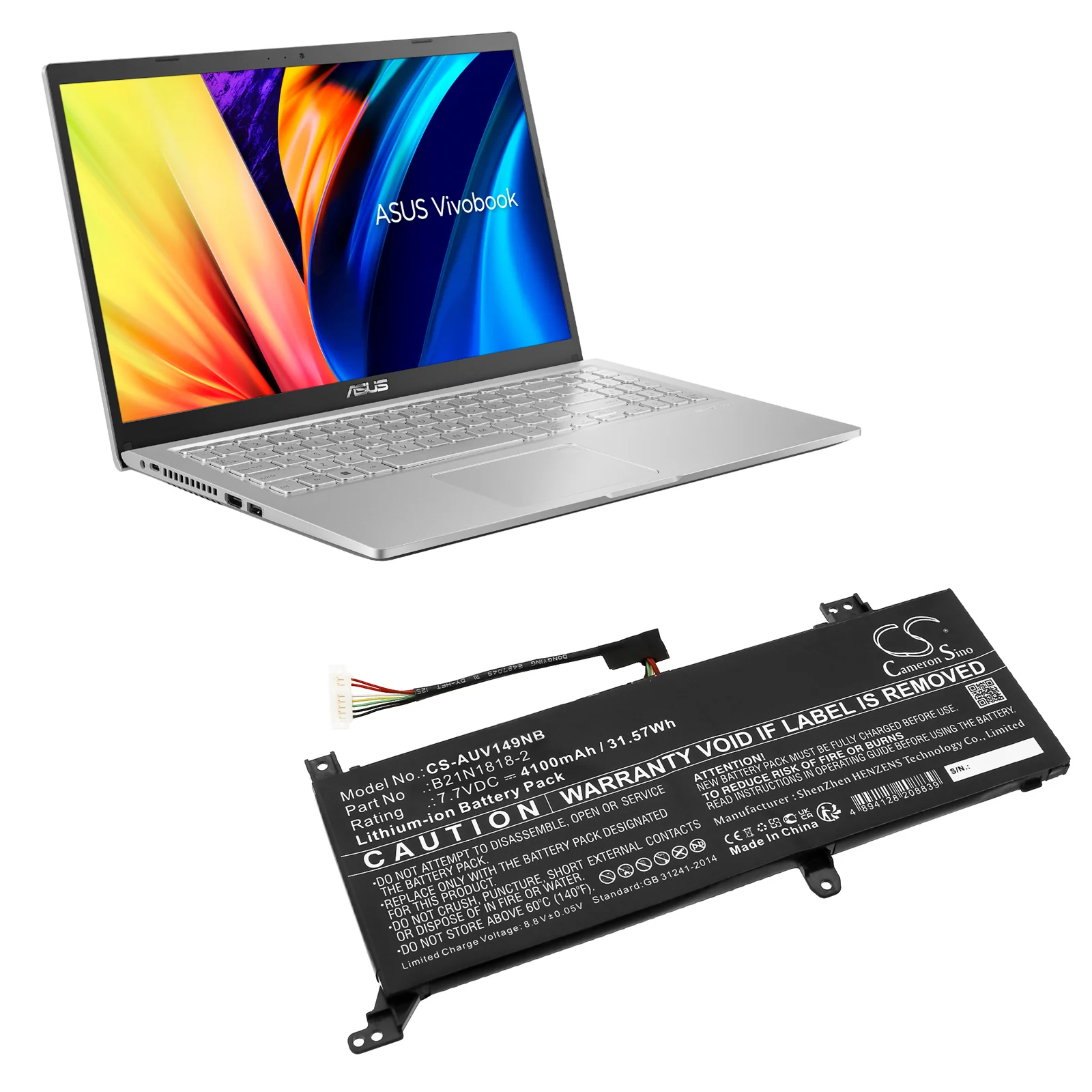 CS-AUV149NB : Battery for Asus VivoBook 15 X509UJ, VivoBook 15 X509MA, VivoBook 14 X409FB and others - Replaces Asus B21N1818-2, 0B200-03450400 - Image 6