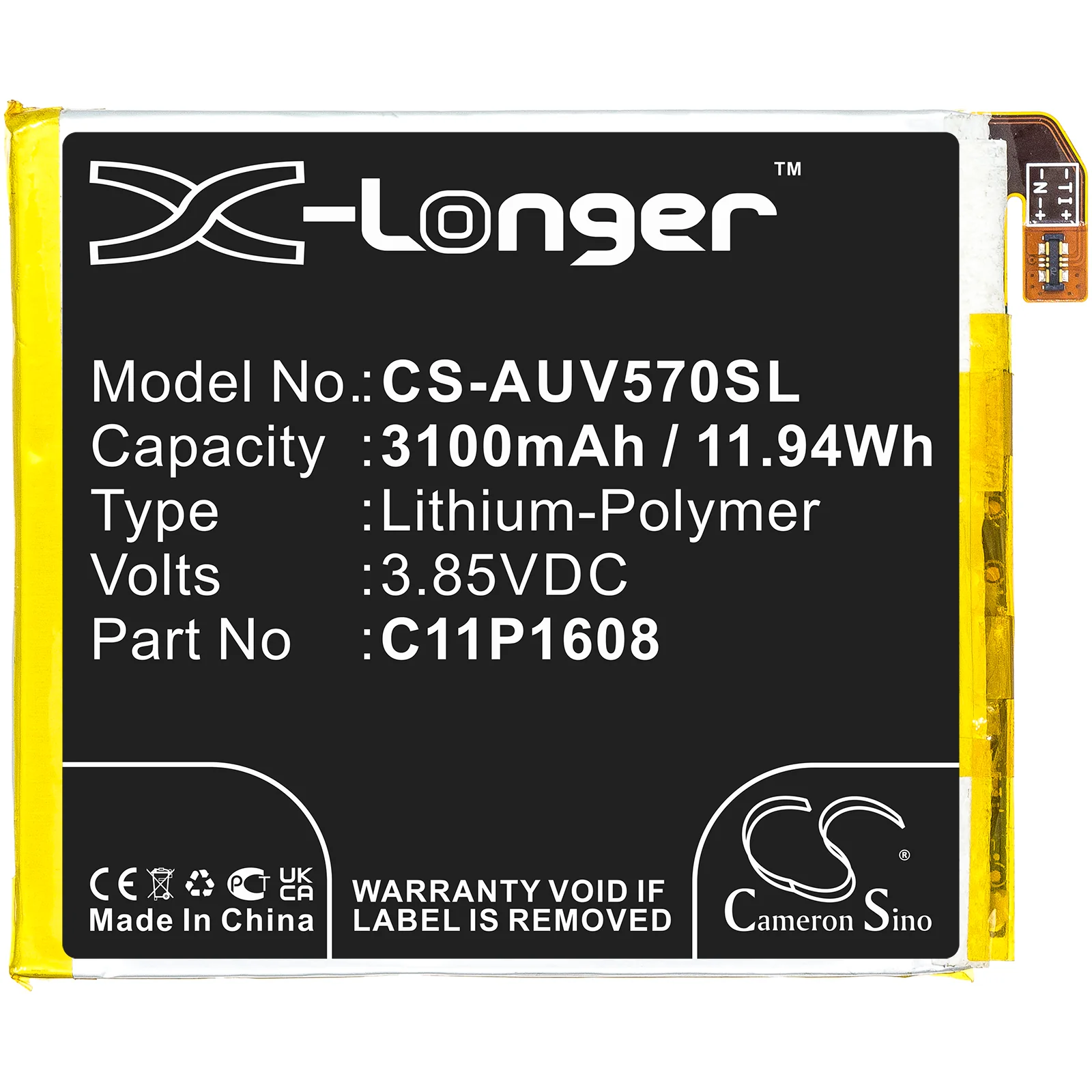 CS-AUV570SL : Battery for Asus ZenFone AR, A002A, ZS571KL and others - Replaces Asus C11P1608 - Image 3