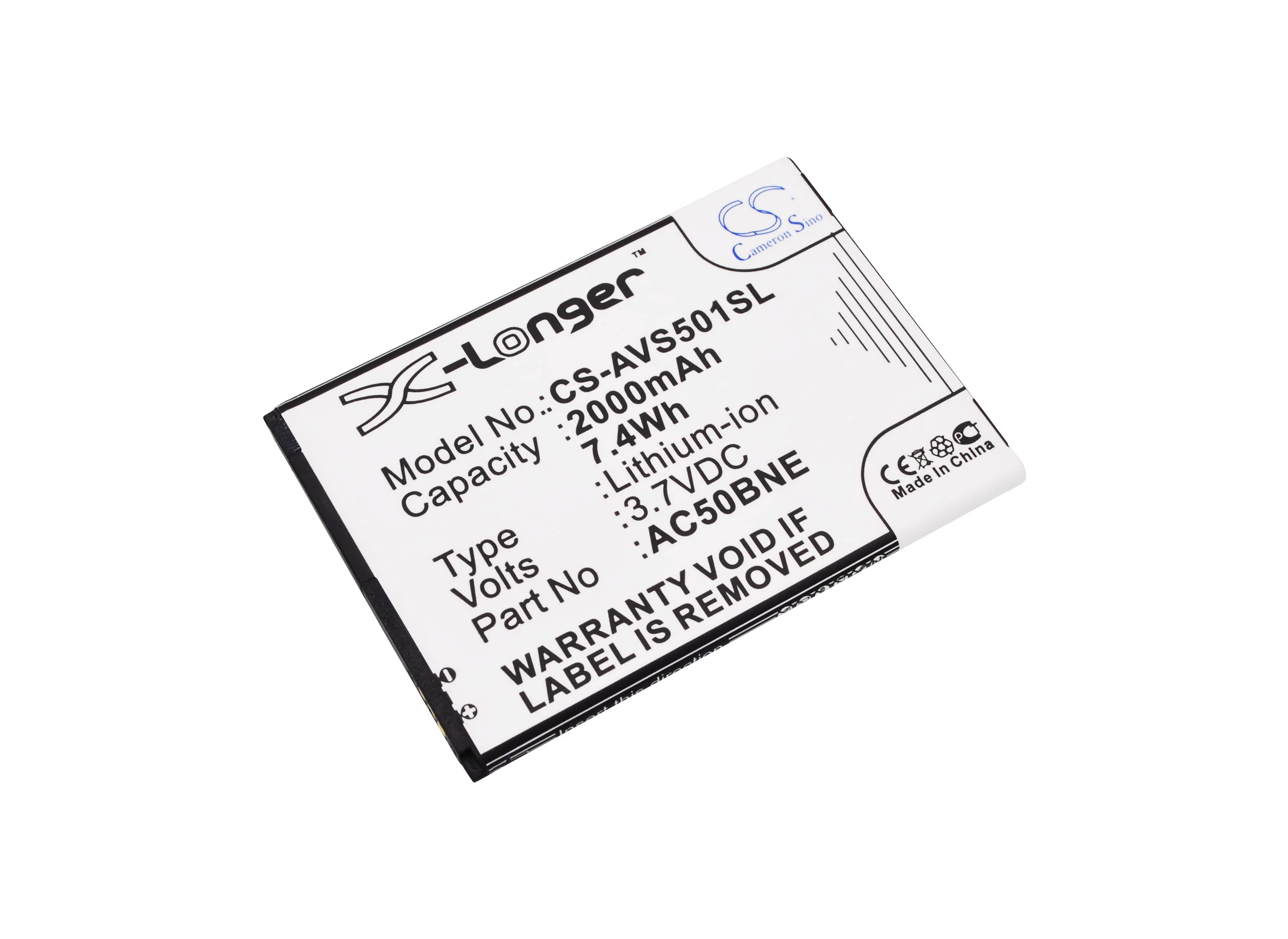 CS-AVS501SL : Battery for Archos Neon 50b, 50b Neon - Replaces Archos AC50BNE, AC50BNE 1ICP5/56/78