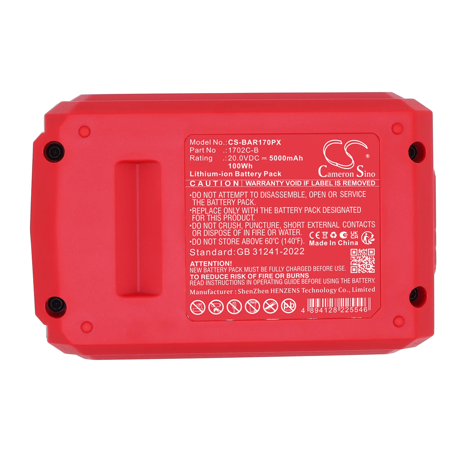 CS-BAR170PX : Battery for Bauer 20V Brushless Cordless,  20V Brushless Cordless,  20V Brushless Cordless 1/2 in. Drill/Driver and others - Replaces Bauer 1701C-B,  1702C-B,  1907C-B and others - Image 3
