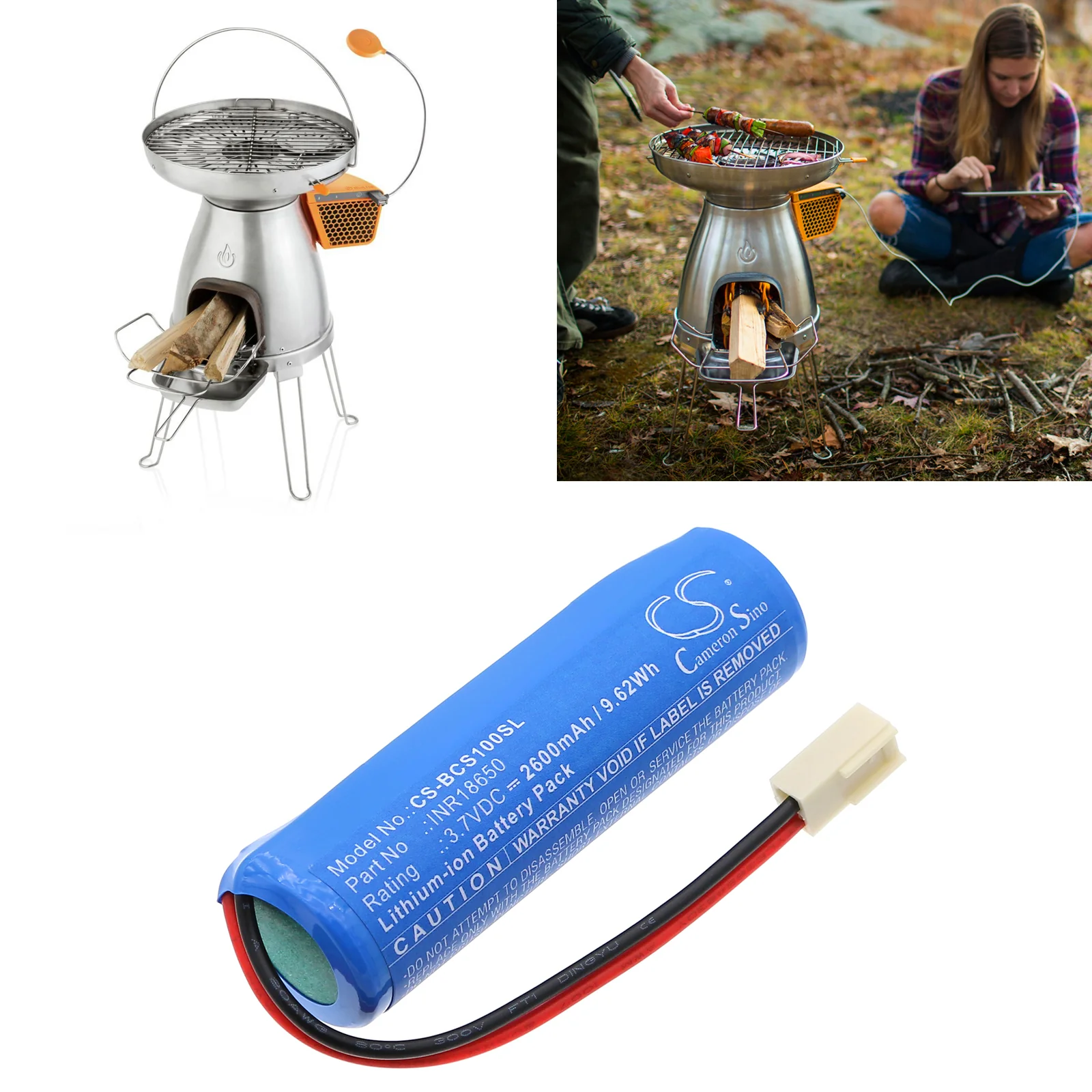CS-BCS100SL : Battery for Biolite BaseCamp Stove - Replaces Biolite INR18650