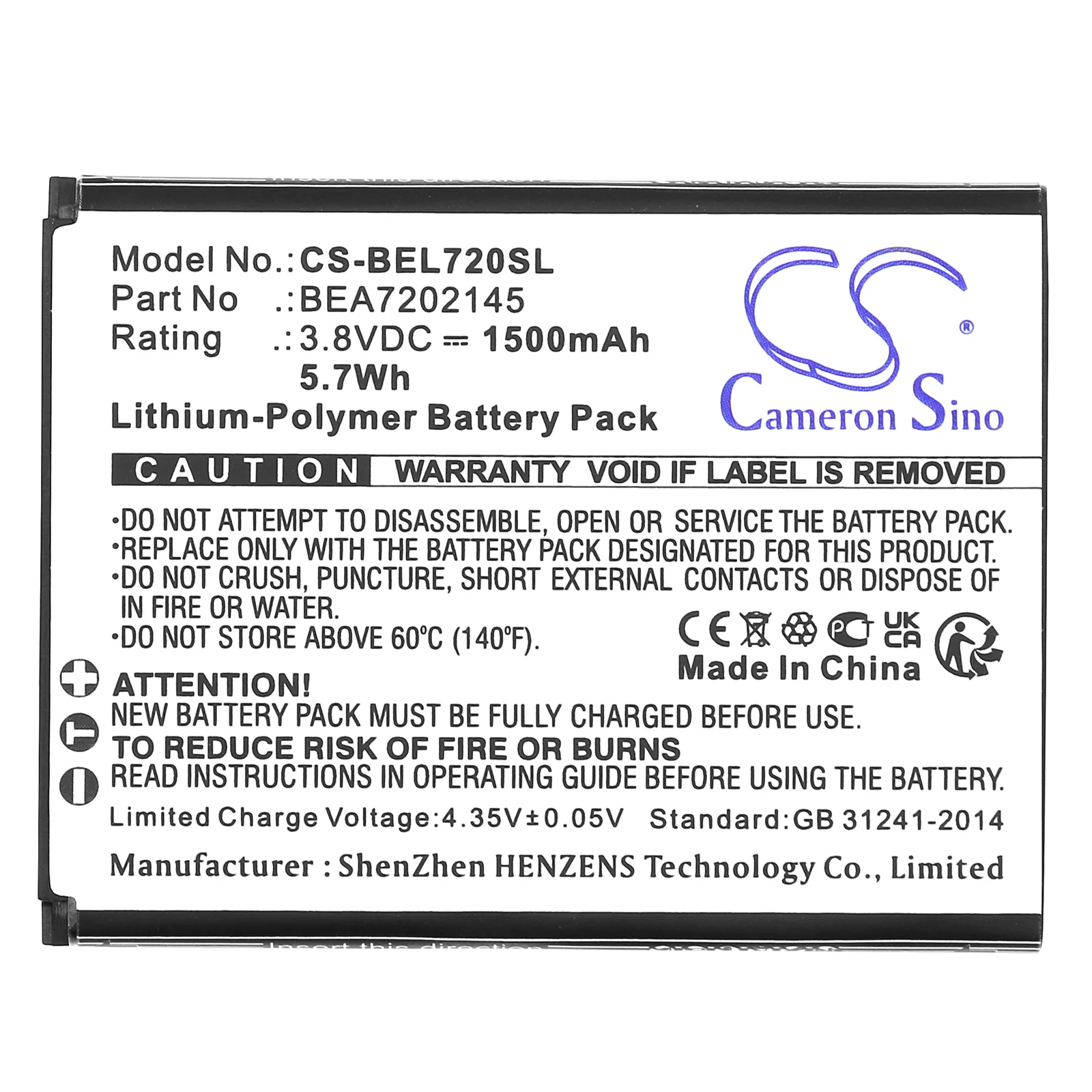 CS-BEL720SL : Battery for Bea-fon SL720, SL720i, SL720i_EU001B - Replaces Bea-fon BEA7202145, SL720, SL720i - Image 3