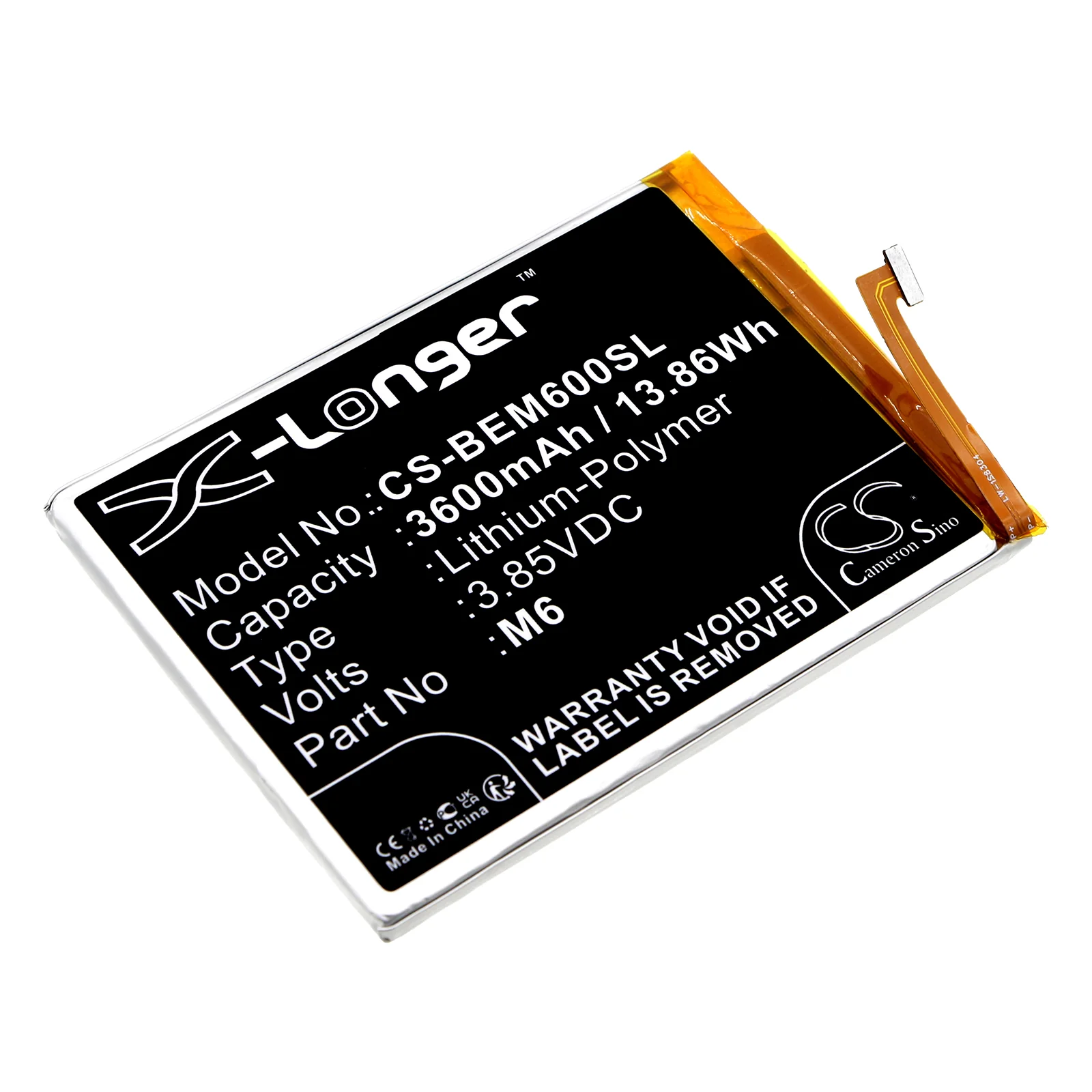 CS-BEM600SL : Battery for Bea-fon M6 Premium - Replaces Bea-fon M6 - Image 3