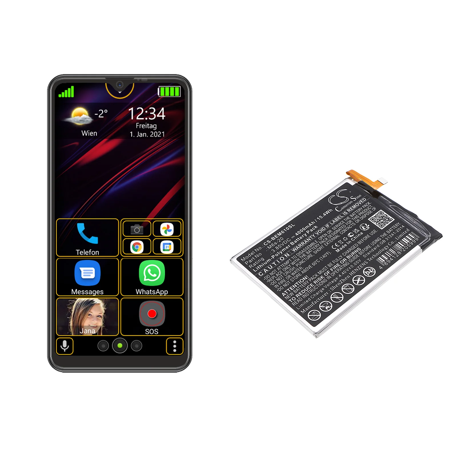 CS-BEM610SL : Battery for Bea-fon M6s Premium, M6s - Replaces Bea-fon M6s-20 - Image 3