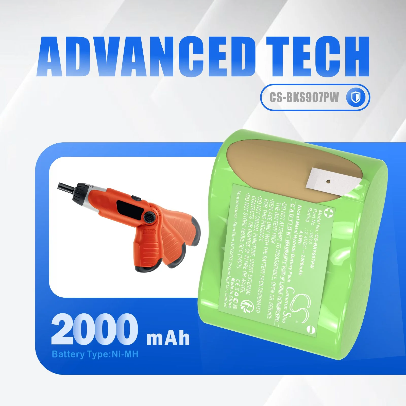 CS-BKS907PW : Battery for Black & Decker 9073, 9073 Type 1 - Image 5