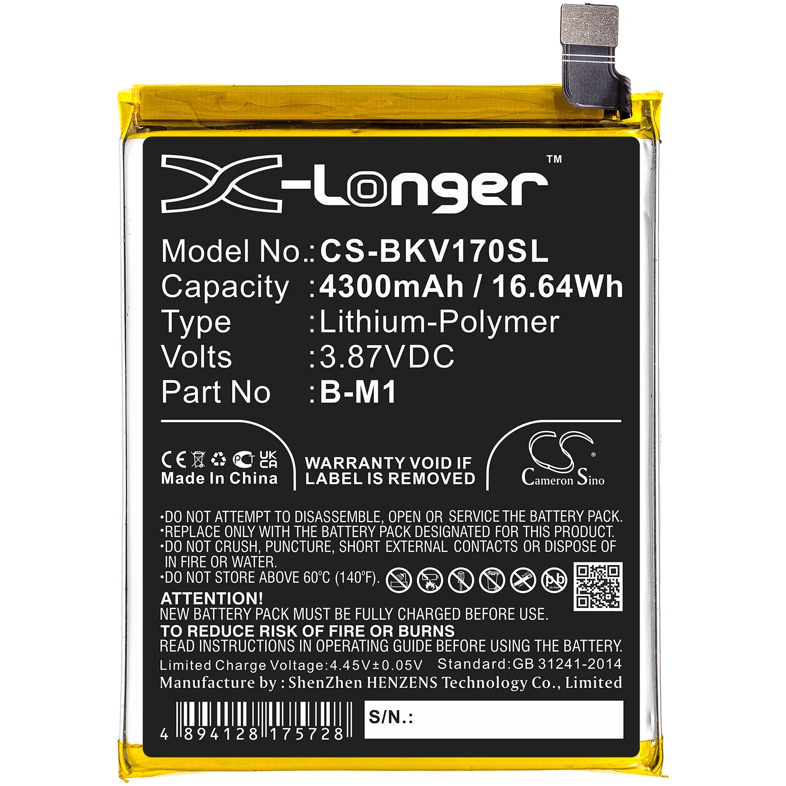 CS-BKV170SL : Battery for VIVO V17, V19, V19 Neo and others - Replaces VIVO B-M1 - Image 3