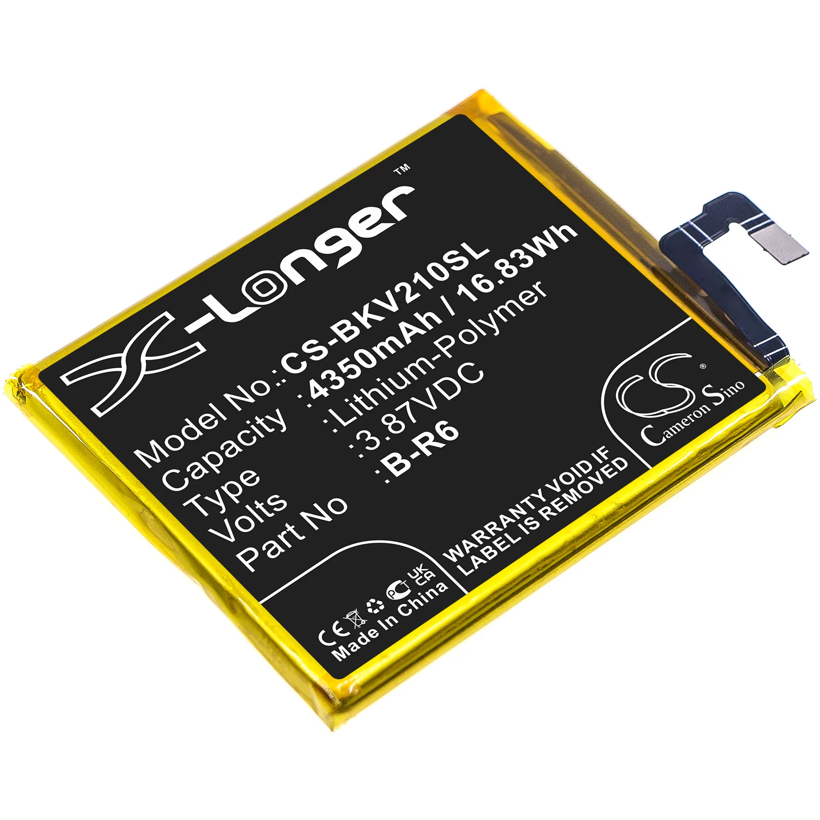 CS-BKV210SL : Battery for Vivo X70 Pro, X70 Pro 5G, V2105 - Replaces Vivo B-R6