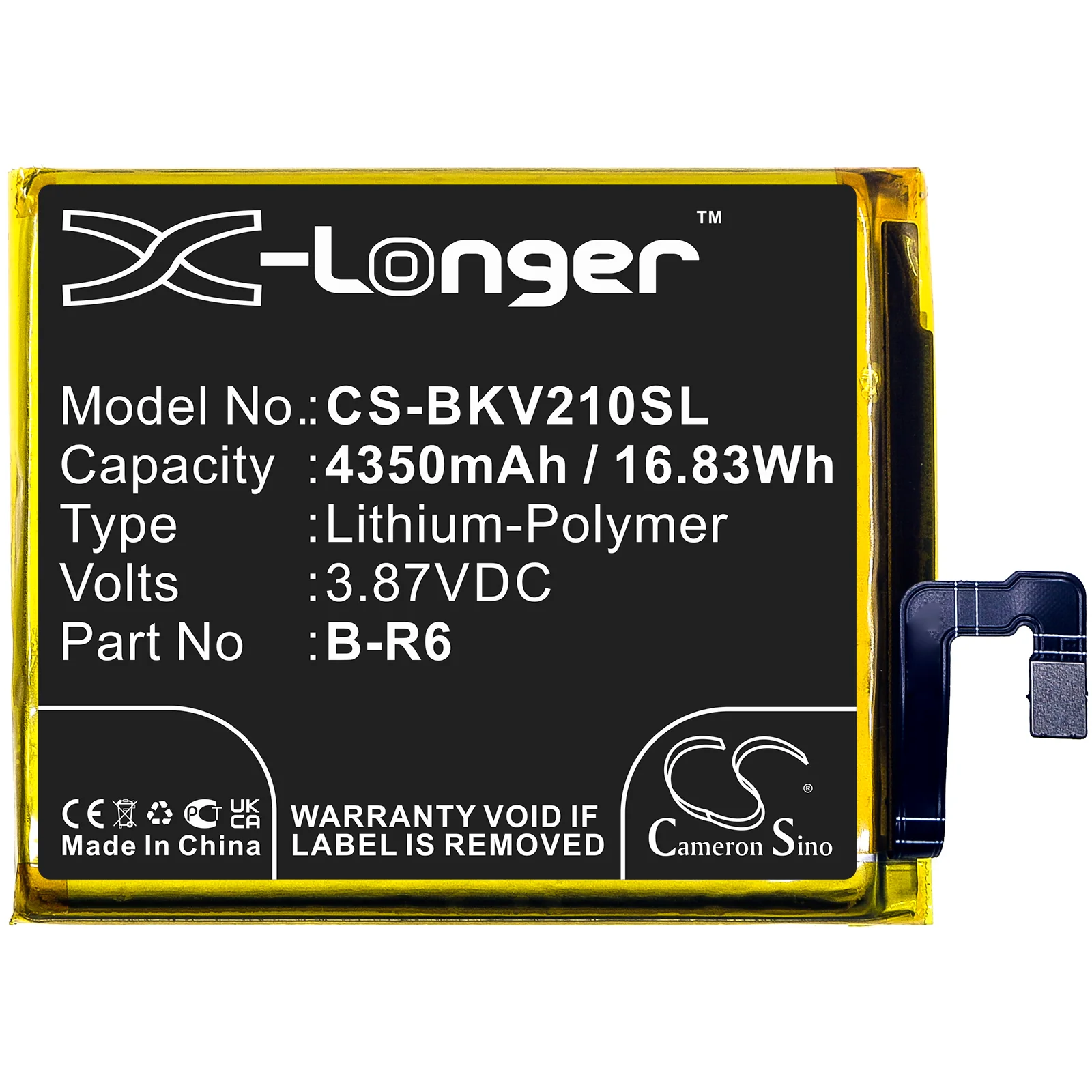 CS-BKV210SL : Battery for Vivo X70 Pro, X70 Pro 5G, V2105 - Replaces Vivo B-R6 - Image 3
