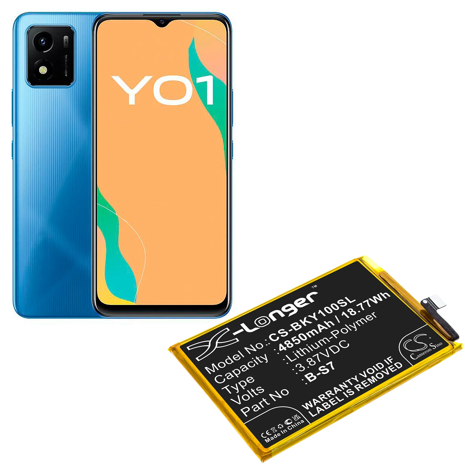 CS-BKY100SL : Battery for Vivo Y01 - Replaces Vivo B-S7 - Image 2