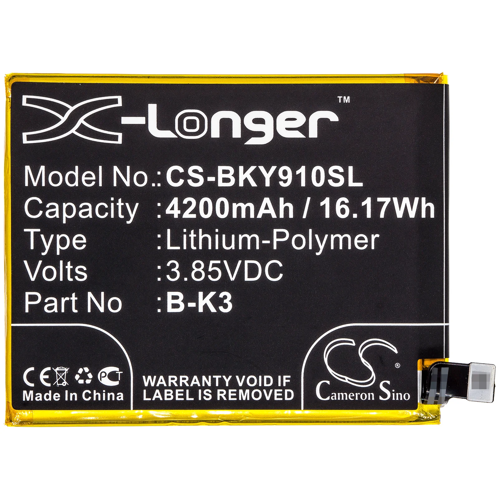 CS-BKY910SL : Battery for Vivo Y9S, V1945A, V1945T - Replaces Vivo B-K3 - Image 3