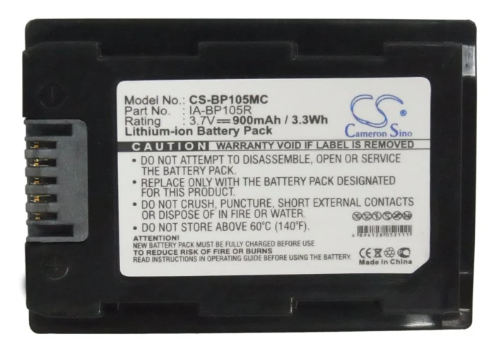CS-BP105MC : Battery for Samsung SMX-F50, HMX-F50BN, SMX-F50BP and others - Replaces Samsung IA-BP105R - Image 2