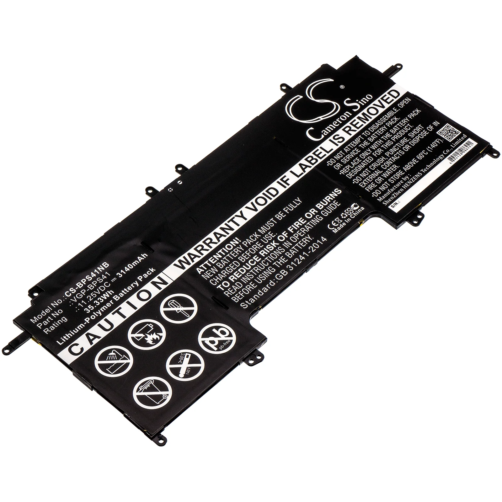 CS-BPS41NB : Battery for Sony VAIO Fit 13A, SVF13N27PW/B, SVF13N17PW/B and others - Replaces Sony VGP-BPS41