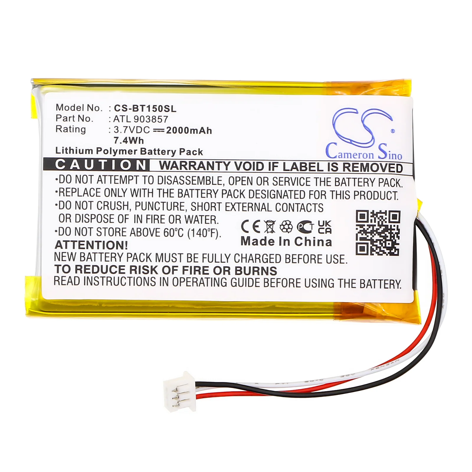 CS-BT150SL : Battery for Globalstar TR-150, TR-151, Telenav TR-150 and others - Replaces Globalstar ATL903857, GT920, BP02-000540 - Image 2