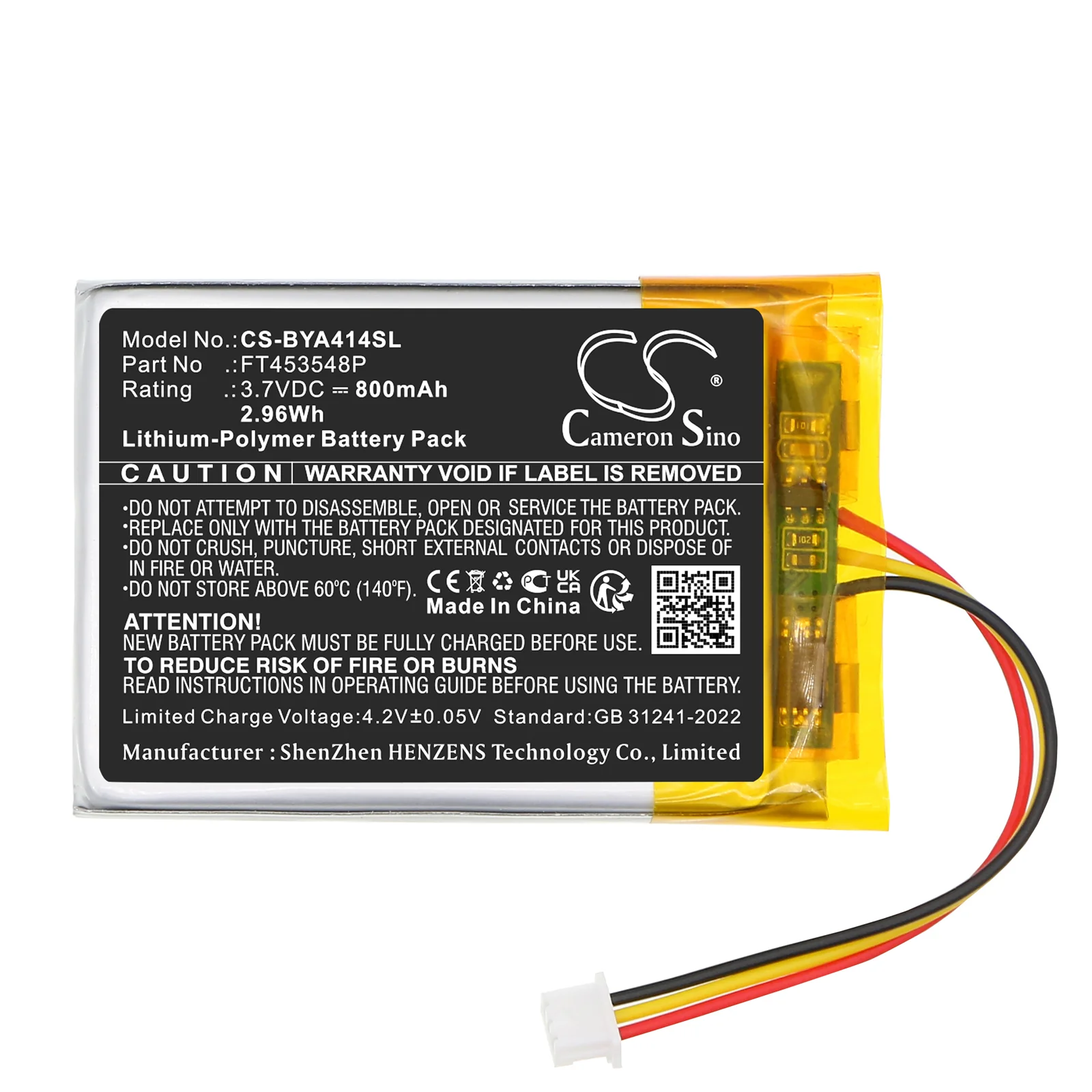 CS-BYA414SL : Battery for Babymoov A014414, A014415, Babyphones YOO SEE and others - Replaces Babymoov FT453548P - Image 5