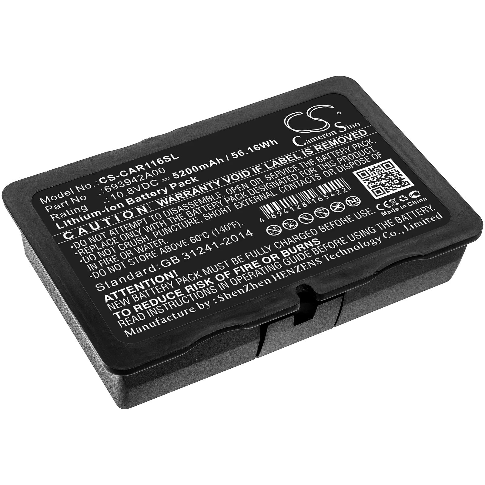 CS-CAR116SL : Battery for Chauvin Arnoux C.A 6116N, C.A 6117 - Replaces Chauvin Arnoux 693942A00