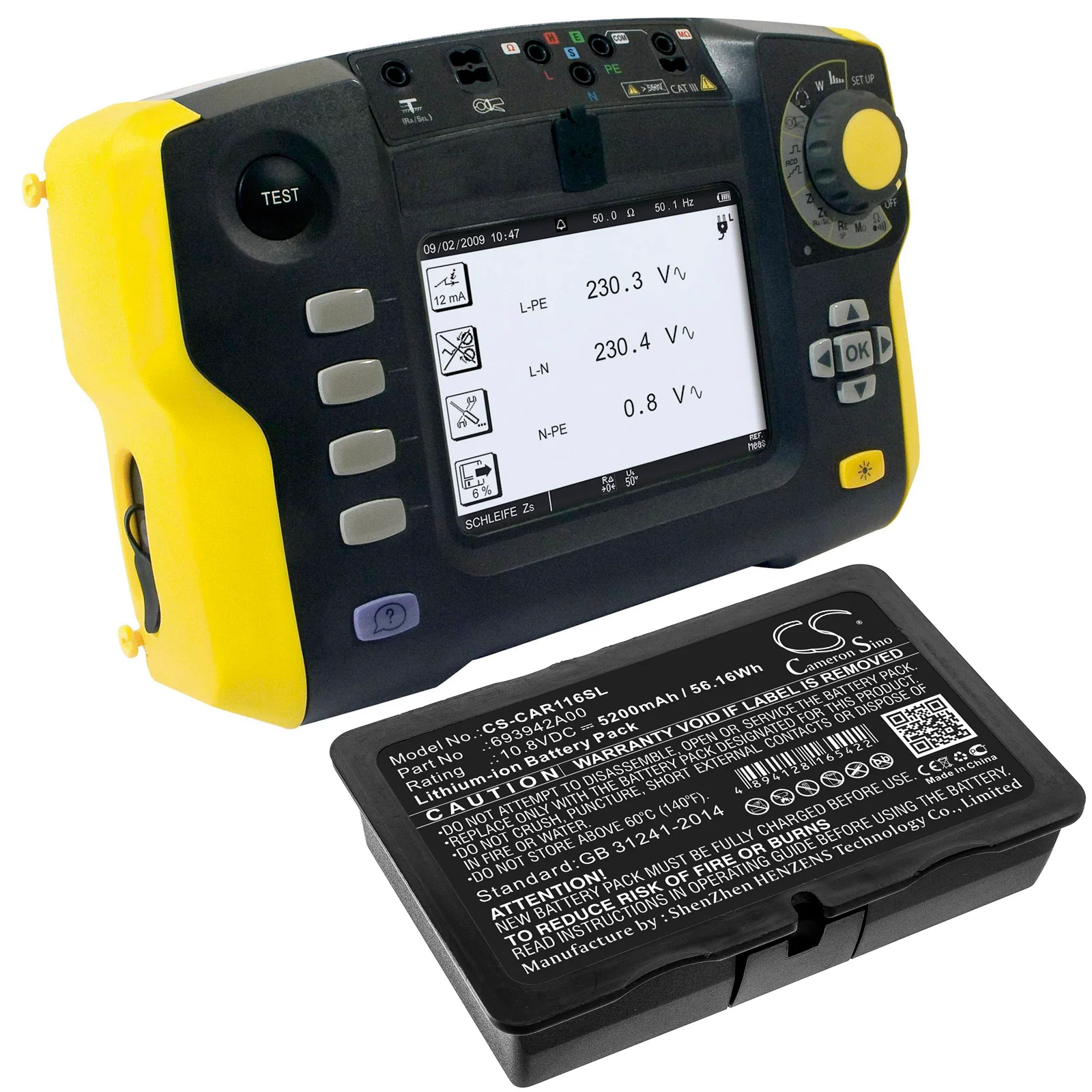 CS-CAR116SL : Battery for Chauvin Arnoux C.A 6116N, C.A 6117 - Replaces Chauvin Arnoux 693942A00 - Image 5