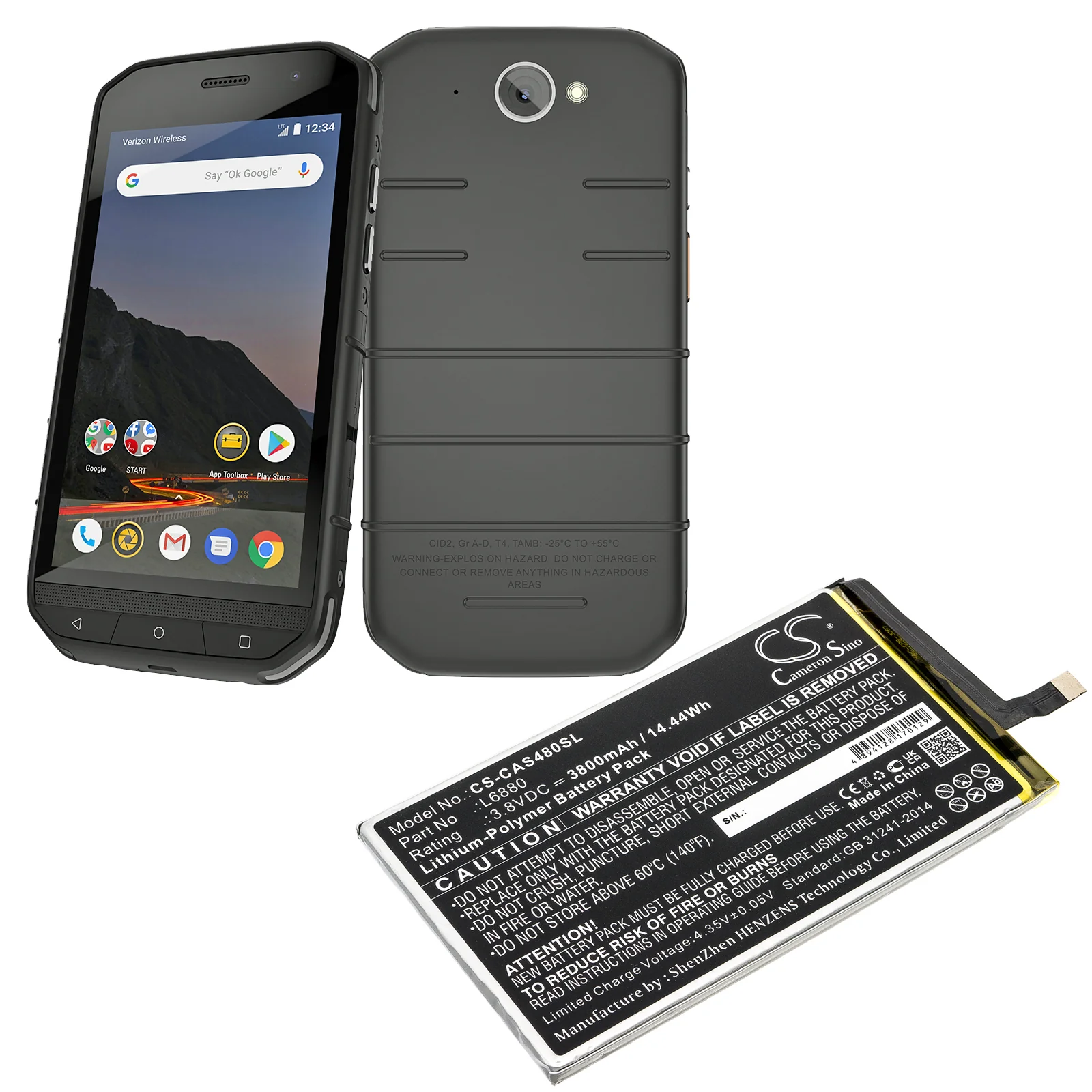 CS-CAS480SL : Battery for CAT S48C - Replaces CAT L6880 - Image 3