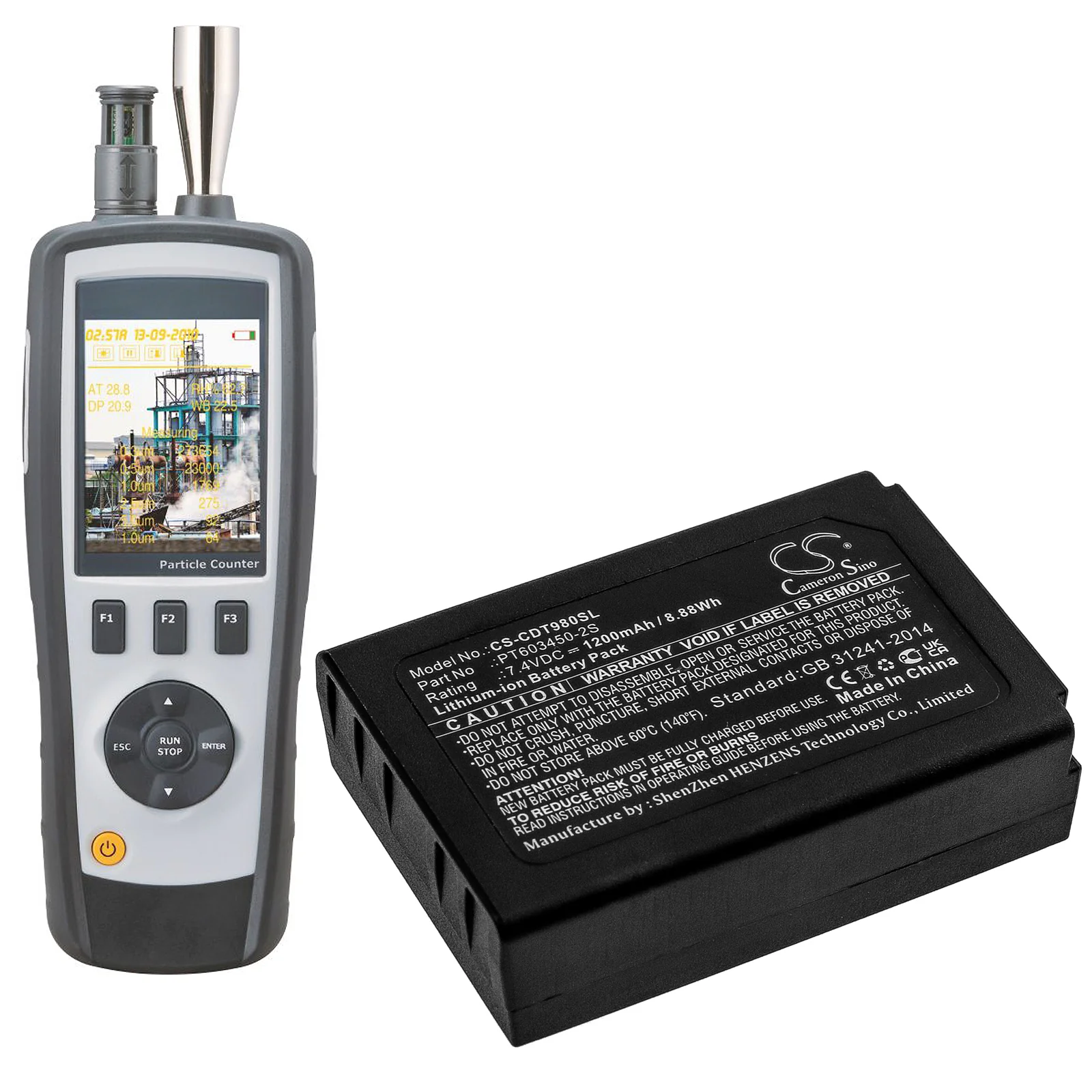 CS-CDT980SL : Battery for Extech Video Particle Counter VPC300 ( Built-in Camera ) - Replaces Extech VPC-BATT - Image 6