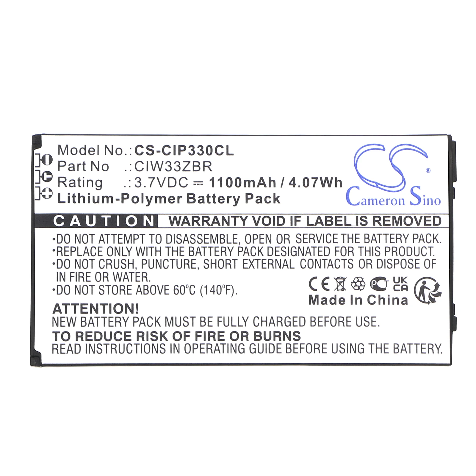 CS-CIP330CL : Battery for Cisco Linksys WIP330, WIP330 - Replaces Cisco CIW33ZBR, 7508000705 - Image 3