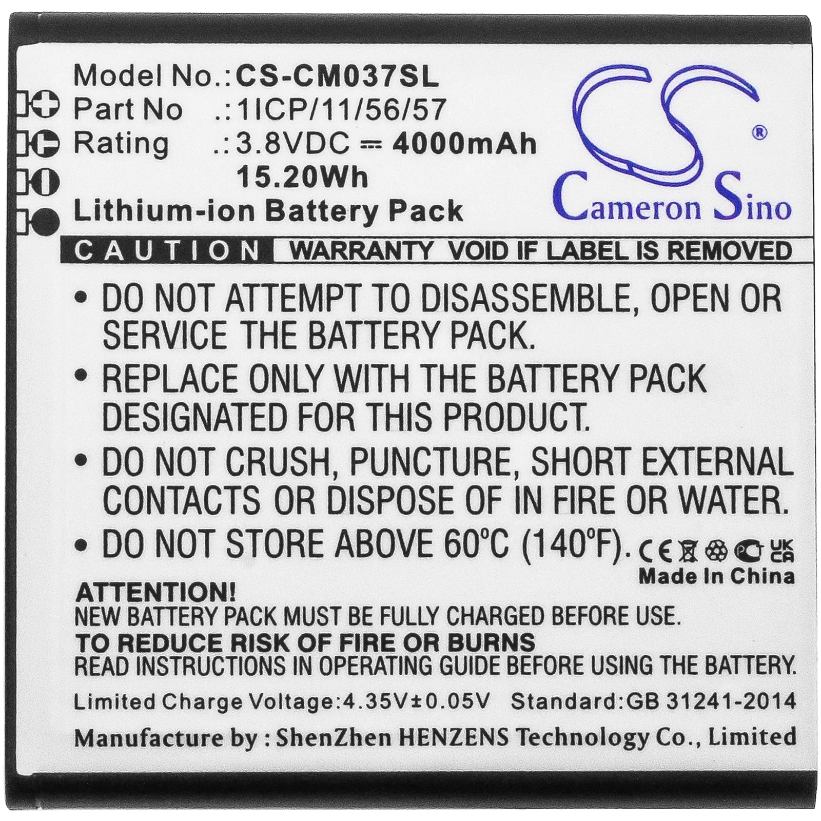 CS-CM037SL : Replaces Custom Battery Packs 1ICP/11/56/57 - Image 2