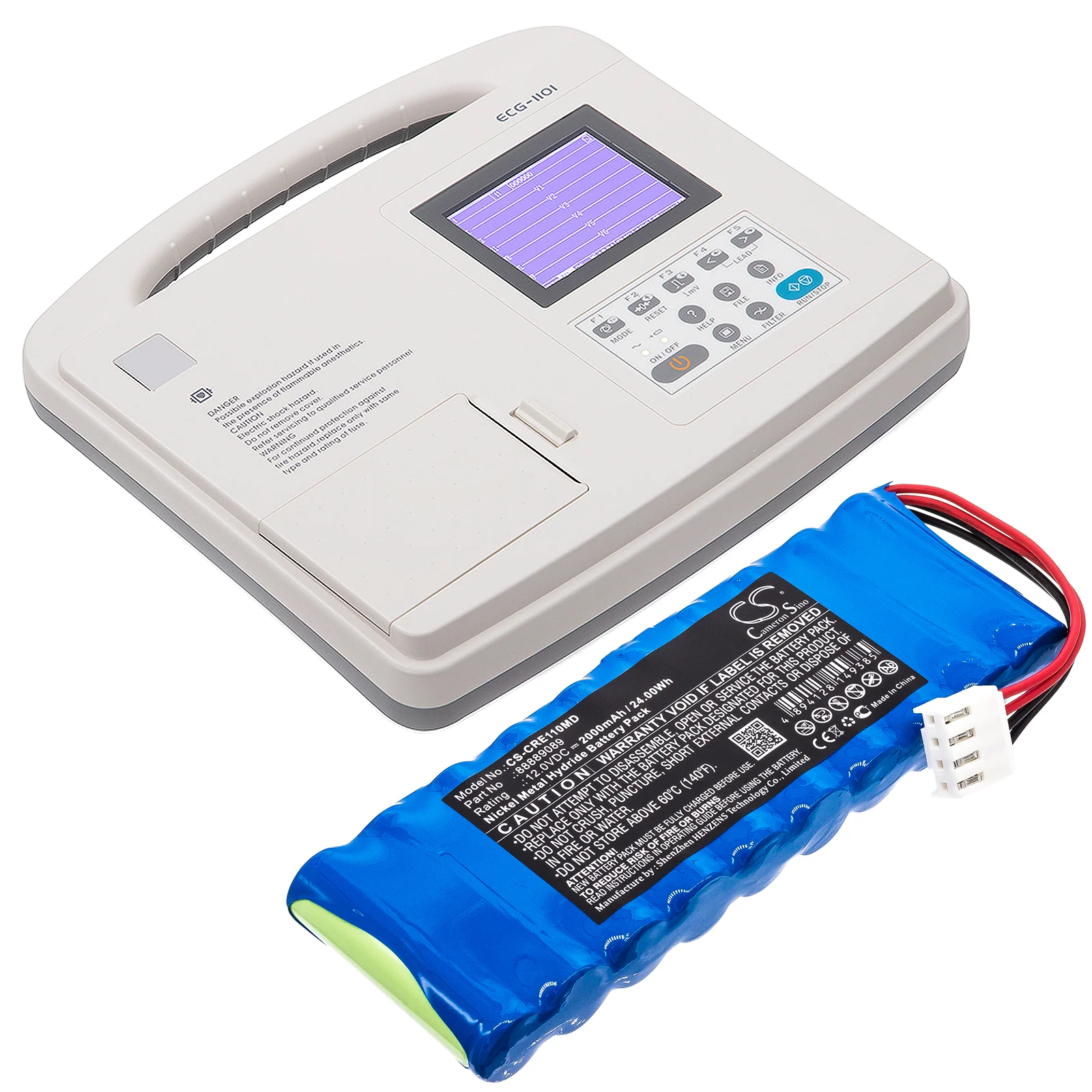 CS-CRE110MD : Battery for Carewell ECG-1101, ECG-1101G, ECG-1101B - Replaces Carewell 88889089 - Image 6