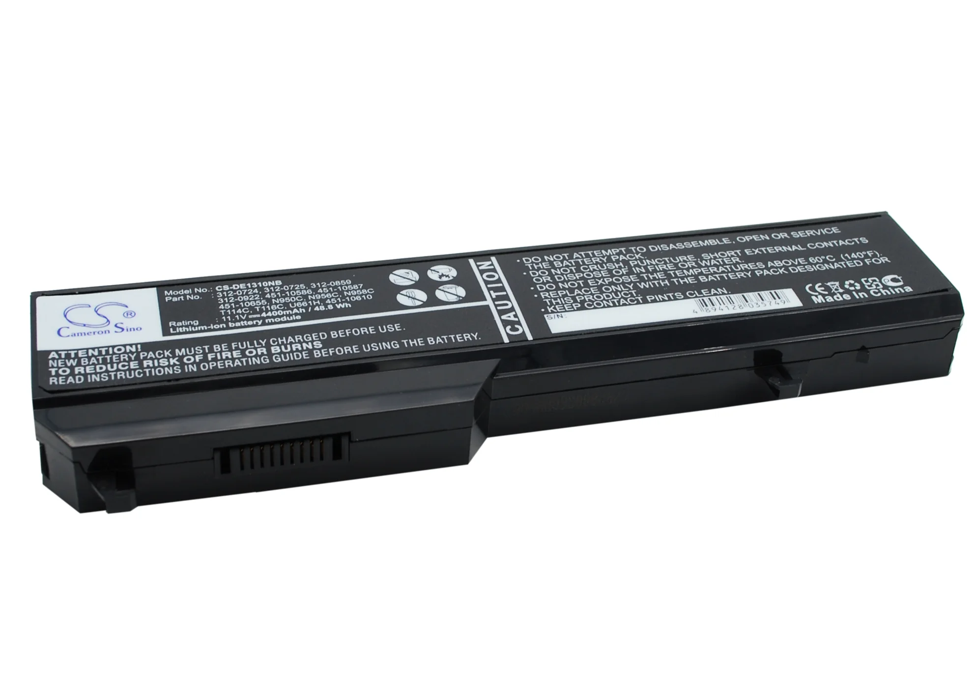CS-DE1310NB : Battery for DELL Vostro 1310, Vostro 1510, Vostro 2510 and others - Replaces DELL 312-0724, 312-0725, 312-0859 and others - Image 2