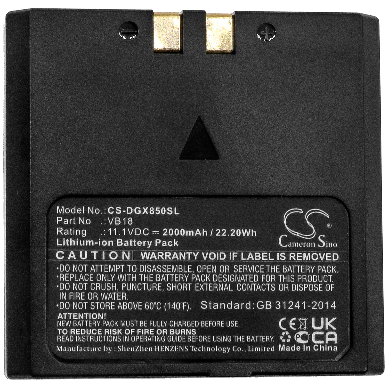 CS-DGX850SL : Battery for Flashpoint Zoom Li-on Flash, VB-18, Zoom Li-on R2 TTL - Replaces Flashpoint FPLFSMZLRB - Image 3