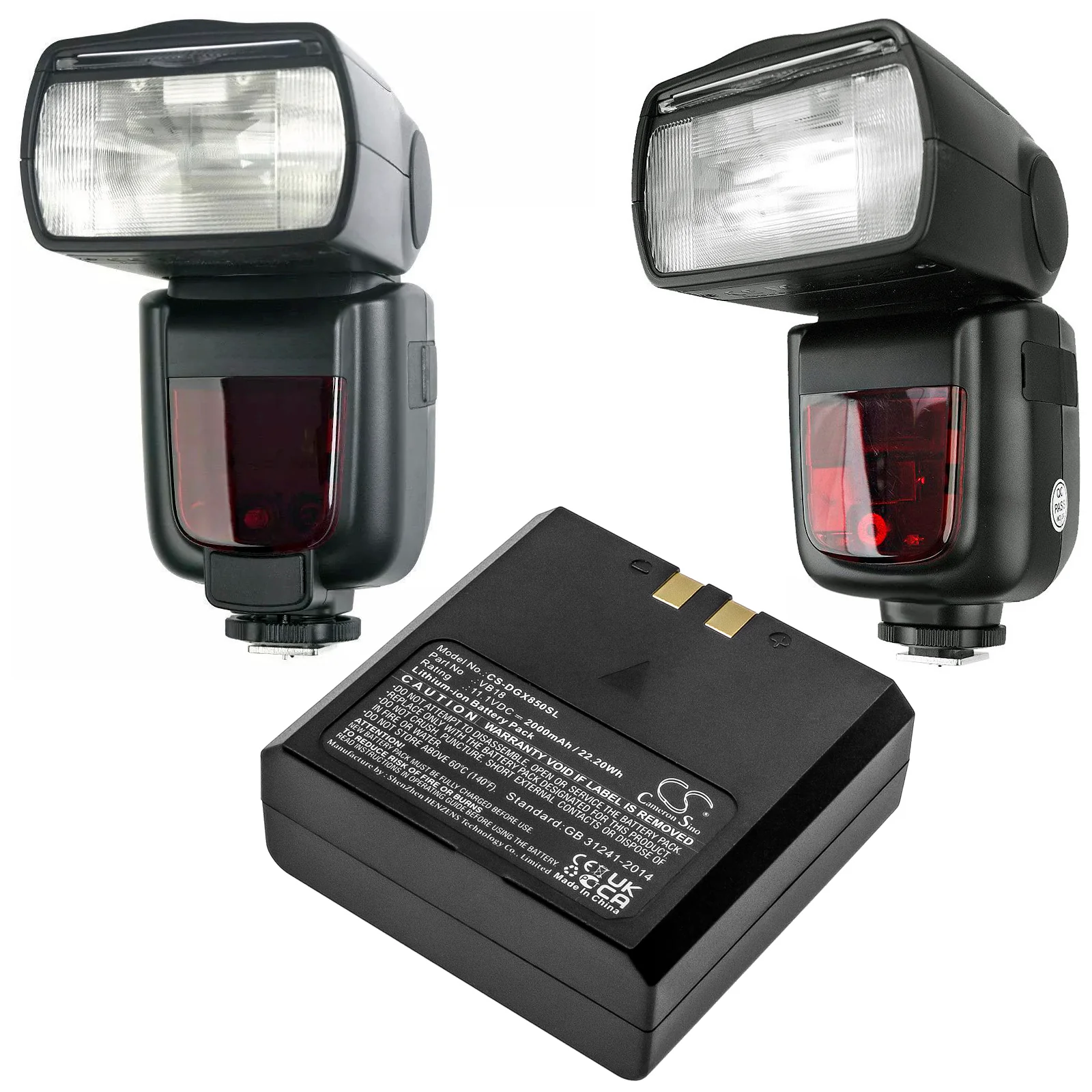 CS-DGX850SL : Battery for Flashpoint Zoom Li-on Flash, VB-18, Zoom Li-on R2 TTL - Replaces Flashpoint FPLFSMZLRB - Image 4