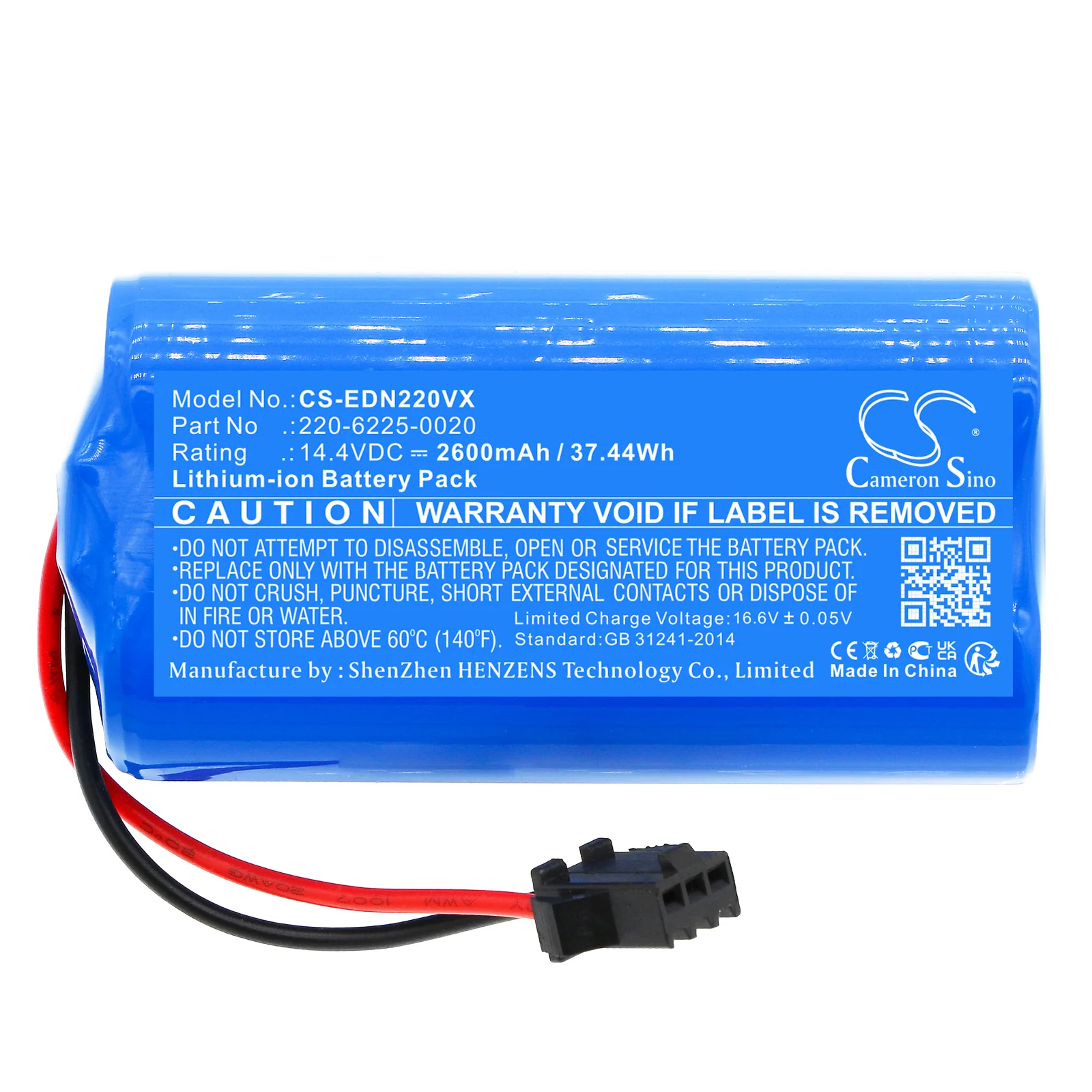 CS-EDN220VX : Battery for Lenovo E1-L, D450 - Replaces Ecovacs 220-6225-0020, NR18650 M26-4S1P-1, 220-6225-0021 - Image 3