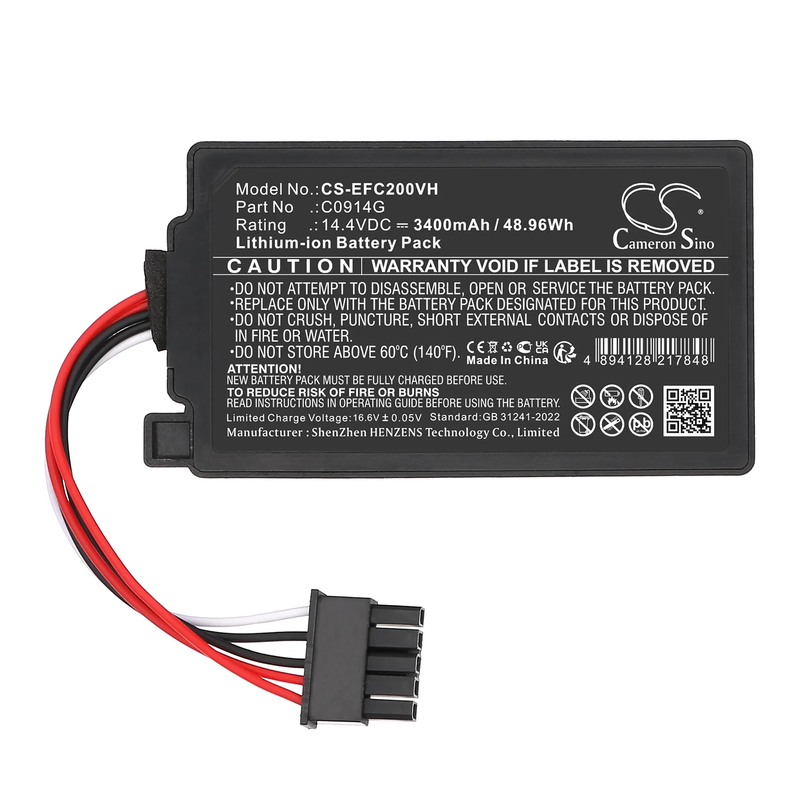 CS-EFC200VH : Battery for Eufy Omni C20, Omni C20 Robot Vacuum - Replaces Eufy C0914G, T290H - Image 5
