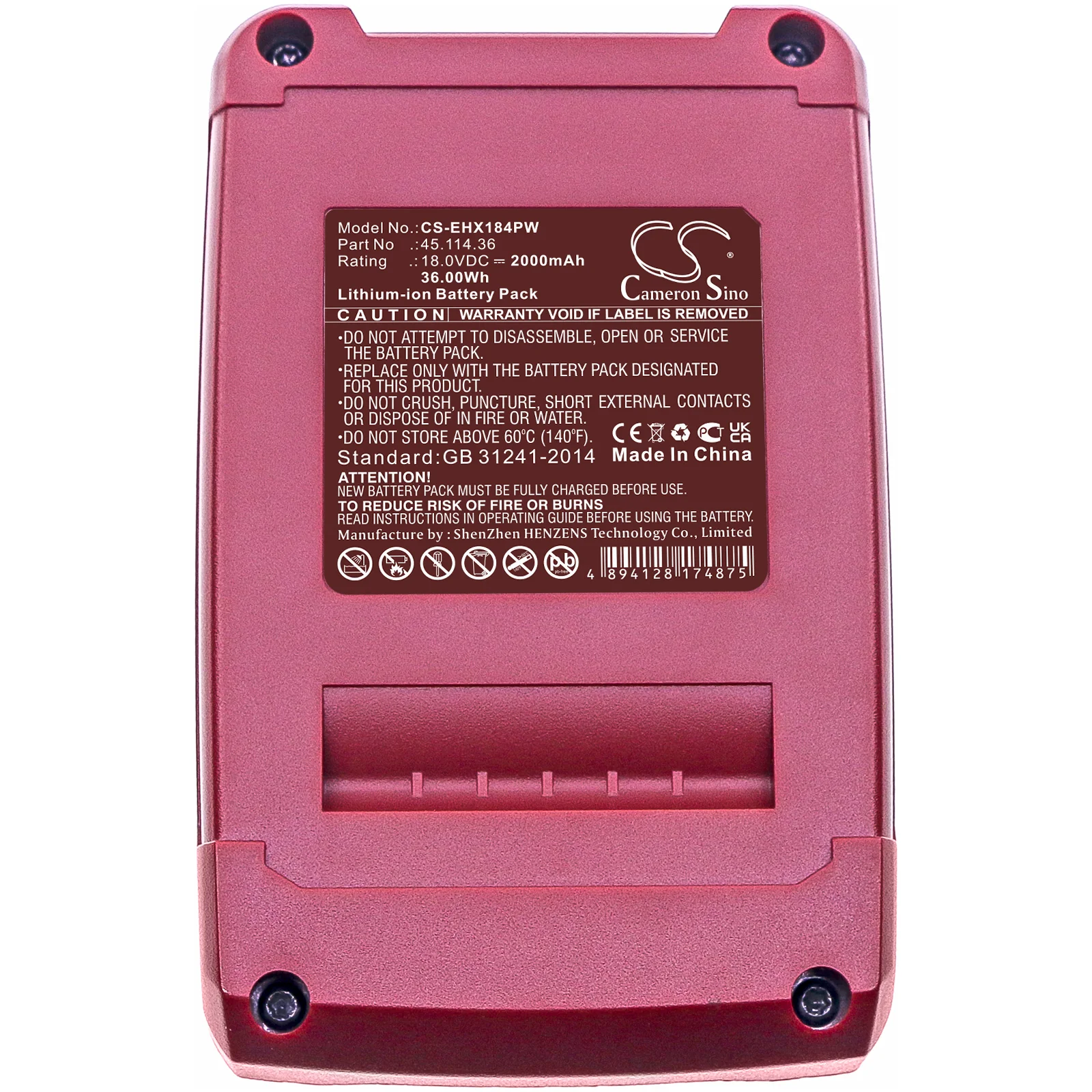 CS-EHX184PW : Battery for Kraftixx KX-RS 18 Li Solo, KX-AHS 1858 Li Solo, KX-AKS 1825 Li Solo and others - Replaces Kraftixx 4514071, 4514072 - Image 5