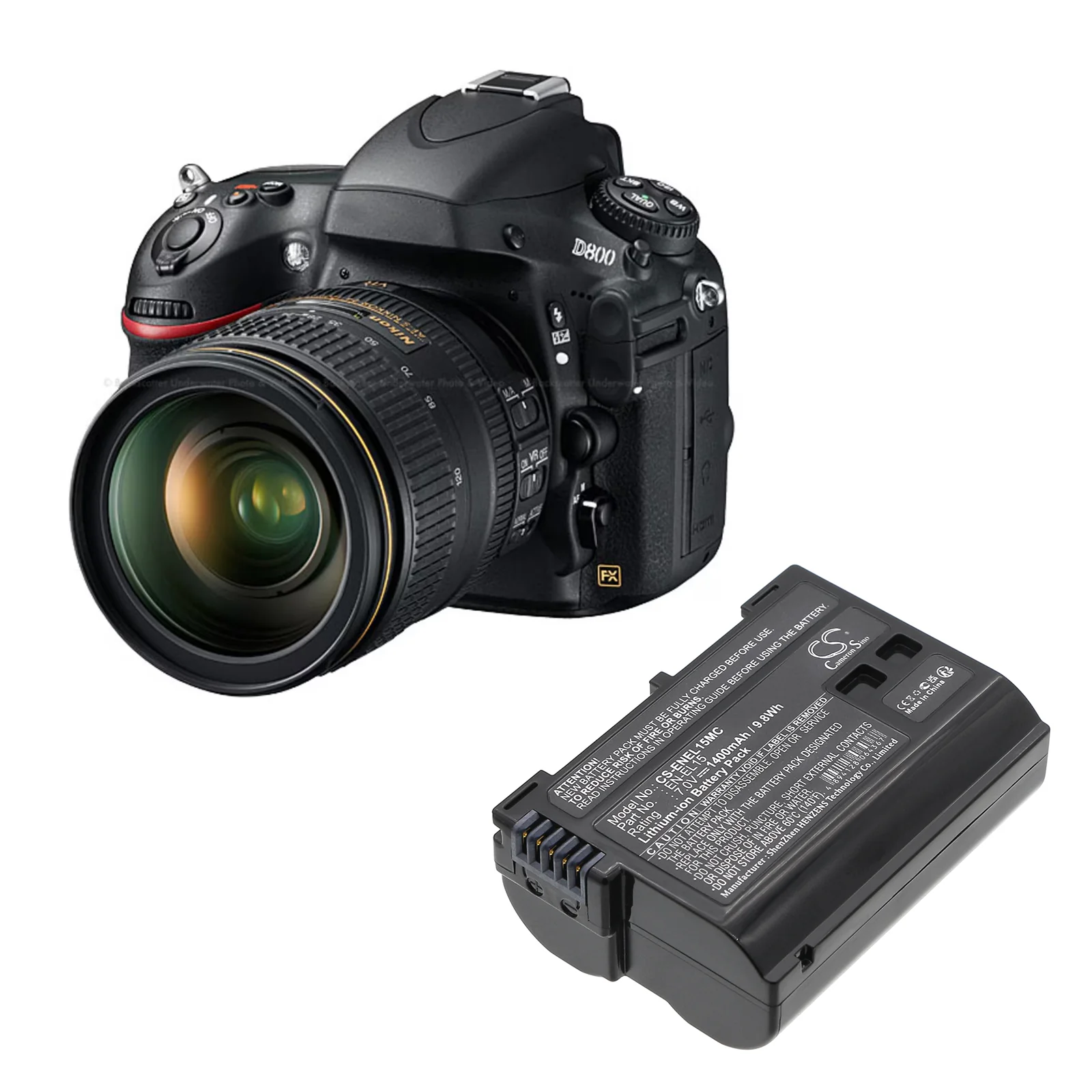 CS-ENEL15MC : Battery for NiKon Coolpix D7000, D800, Digital SLR D800 and others - Replaces NiKon EN-EL15, EN-EL15A, EN-EL15B and others - Image 6